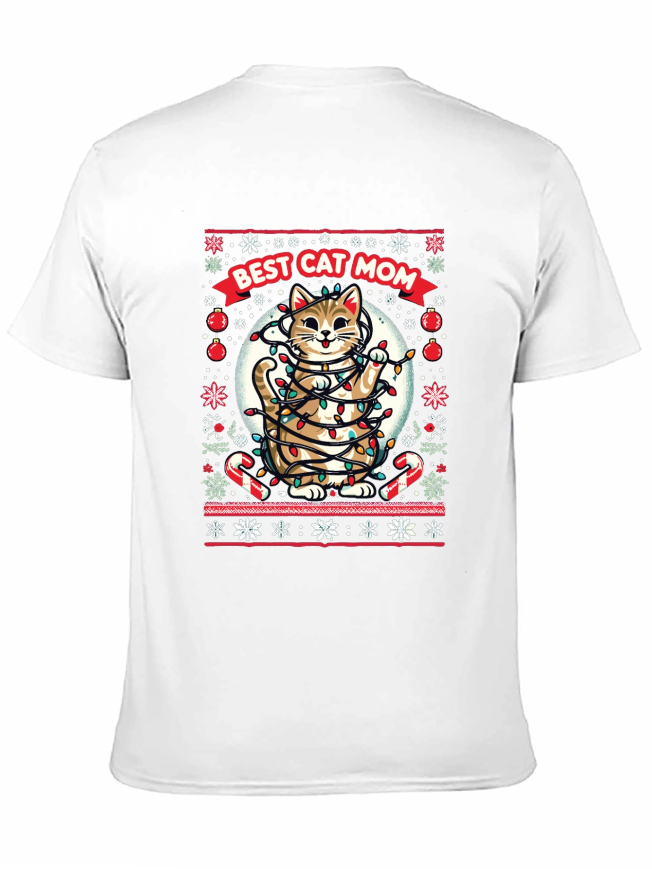 Best Cat Mom Ugly Christmas T-Shirt