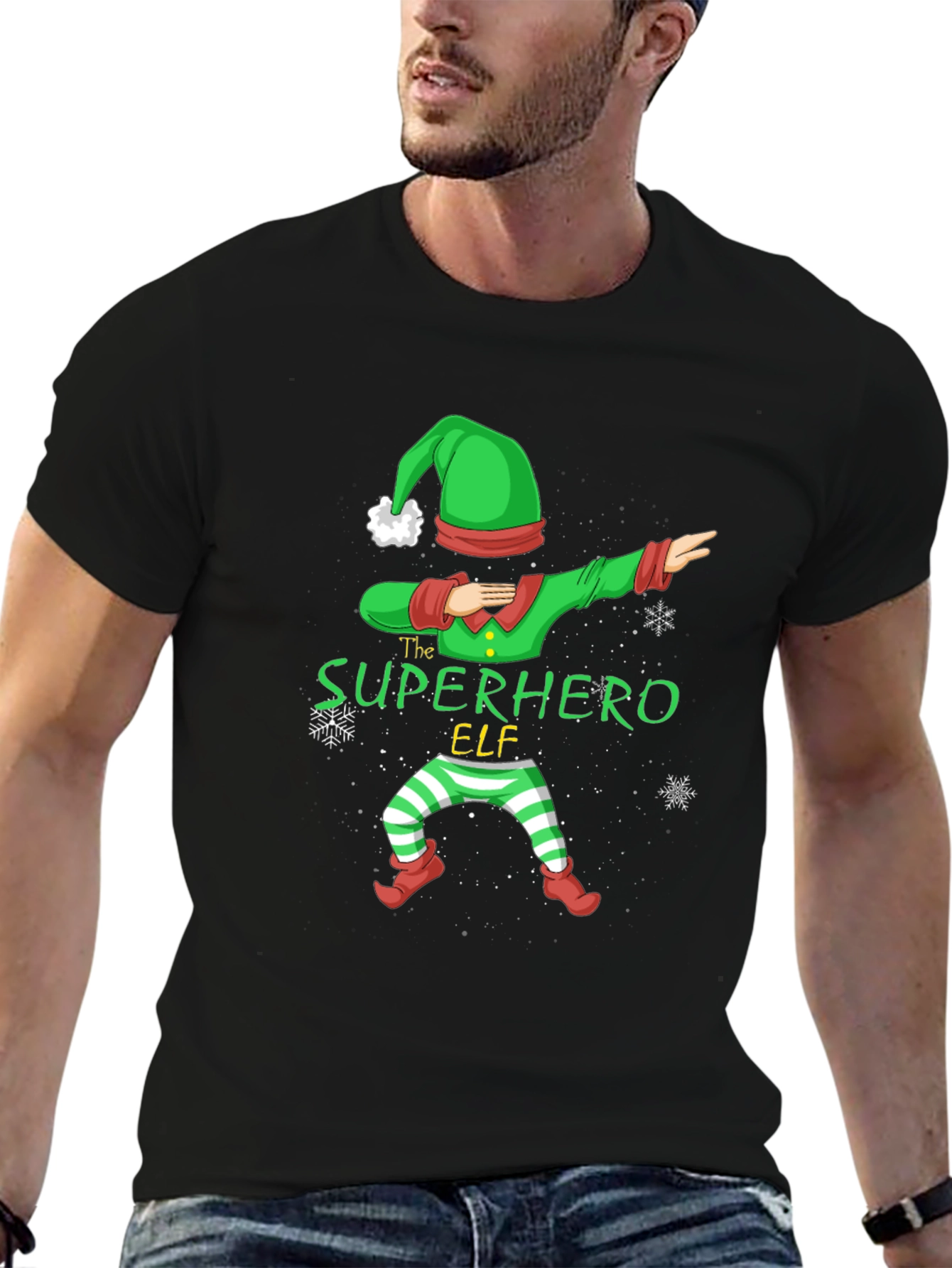Superhero Elf Dabbing Christmas T-Shirt