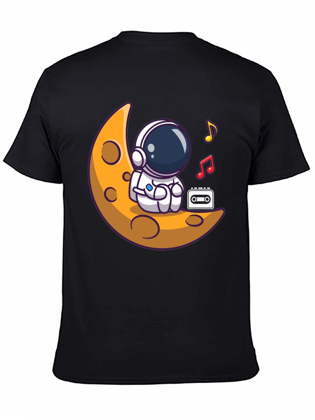 Astronaut Moon Tunes Black T-Shirt