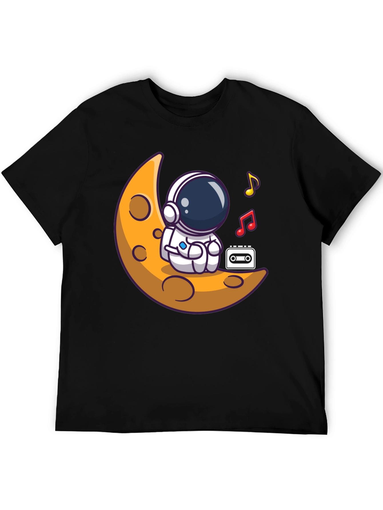Astronaut Moon Tunes Black T-Shirt