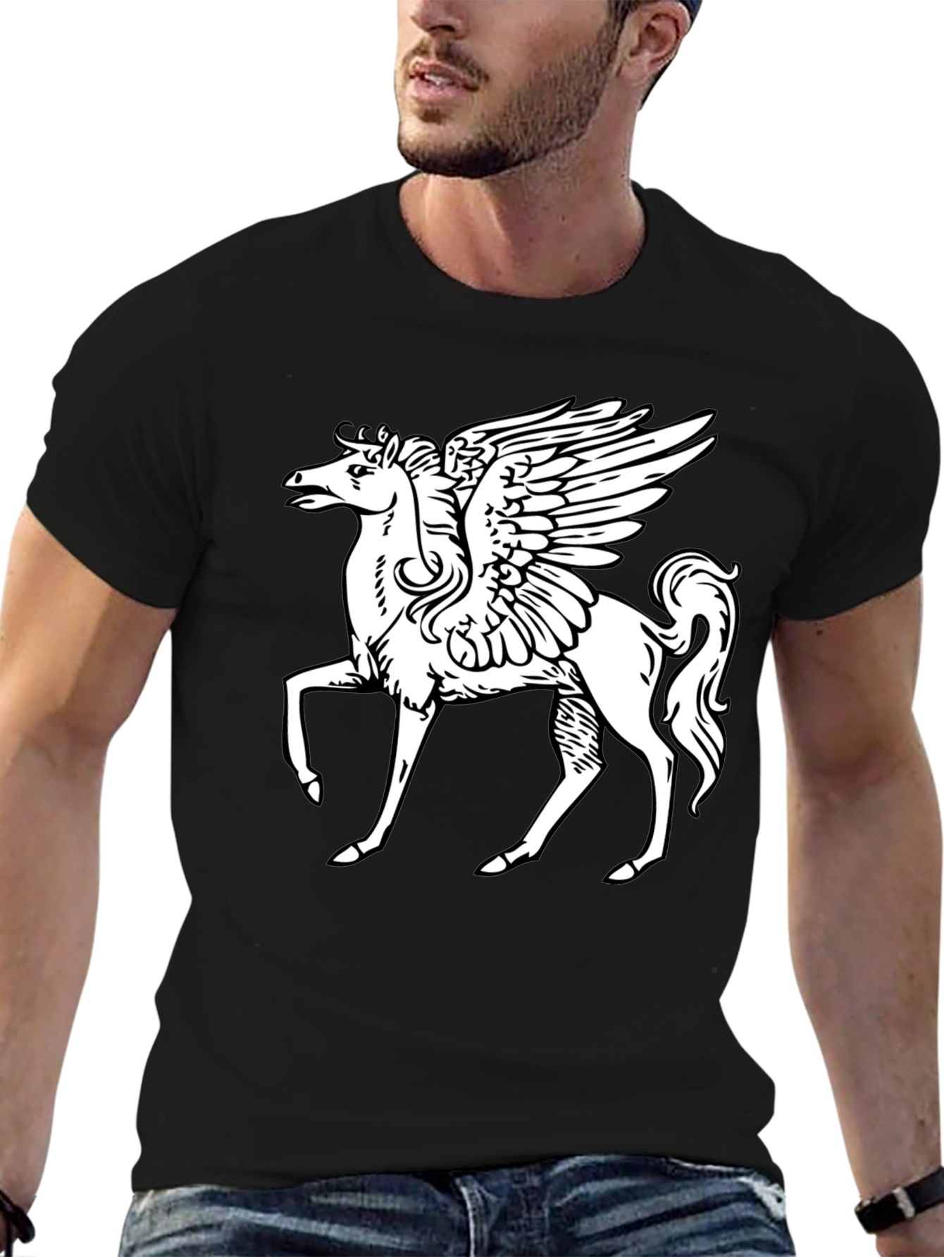 Pegasus Graphic T-Shirt - Black Cotton Tee