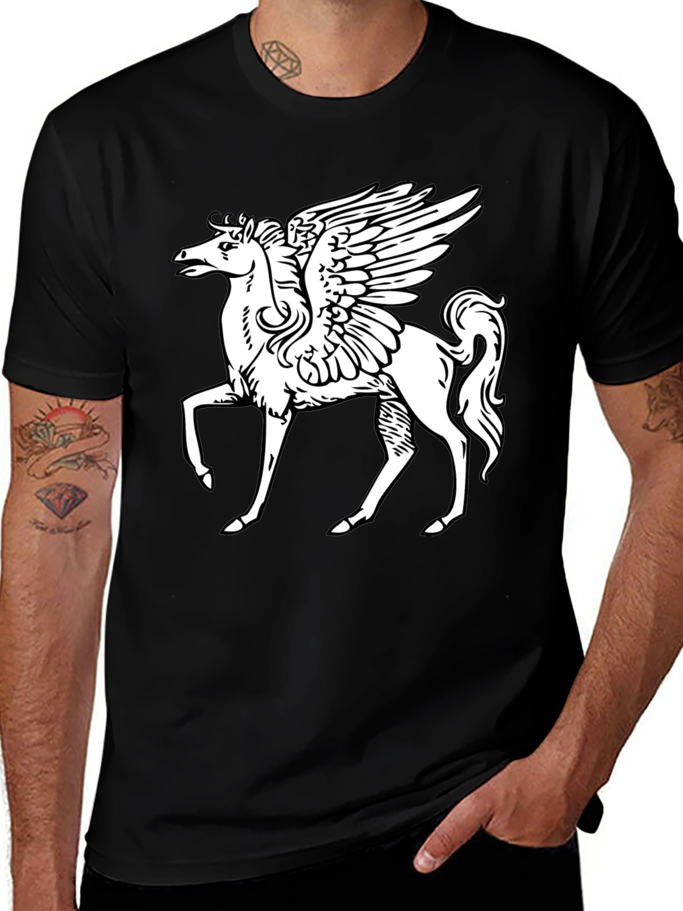 Pegasus Graphic T-Shirt - Black Cotton Tee