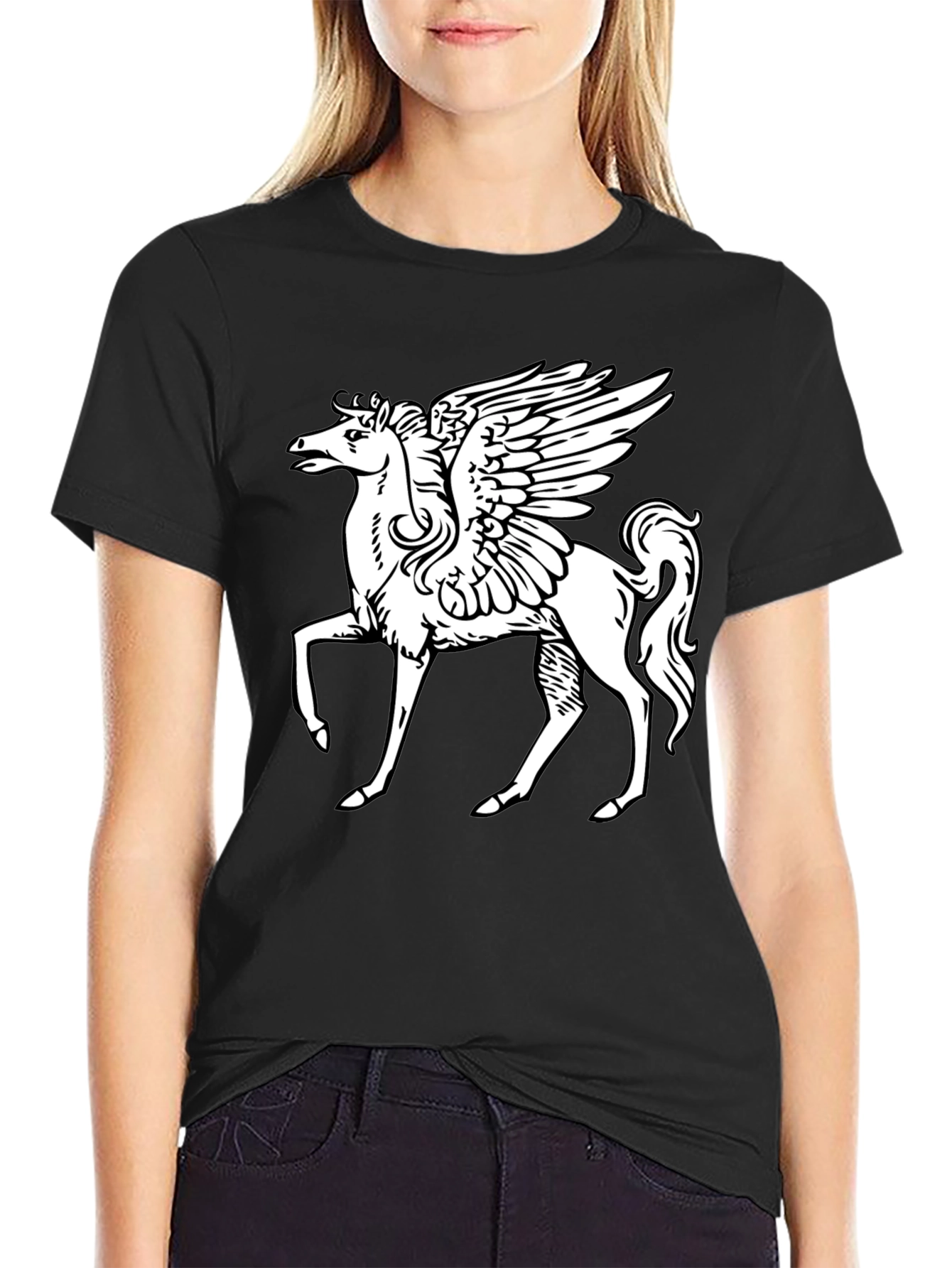 Pegasus Graphic T-Shirt - Black Cotton Tee