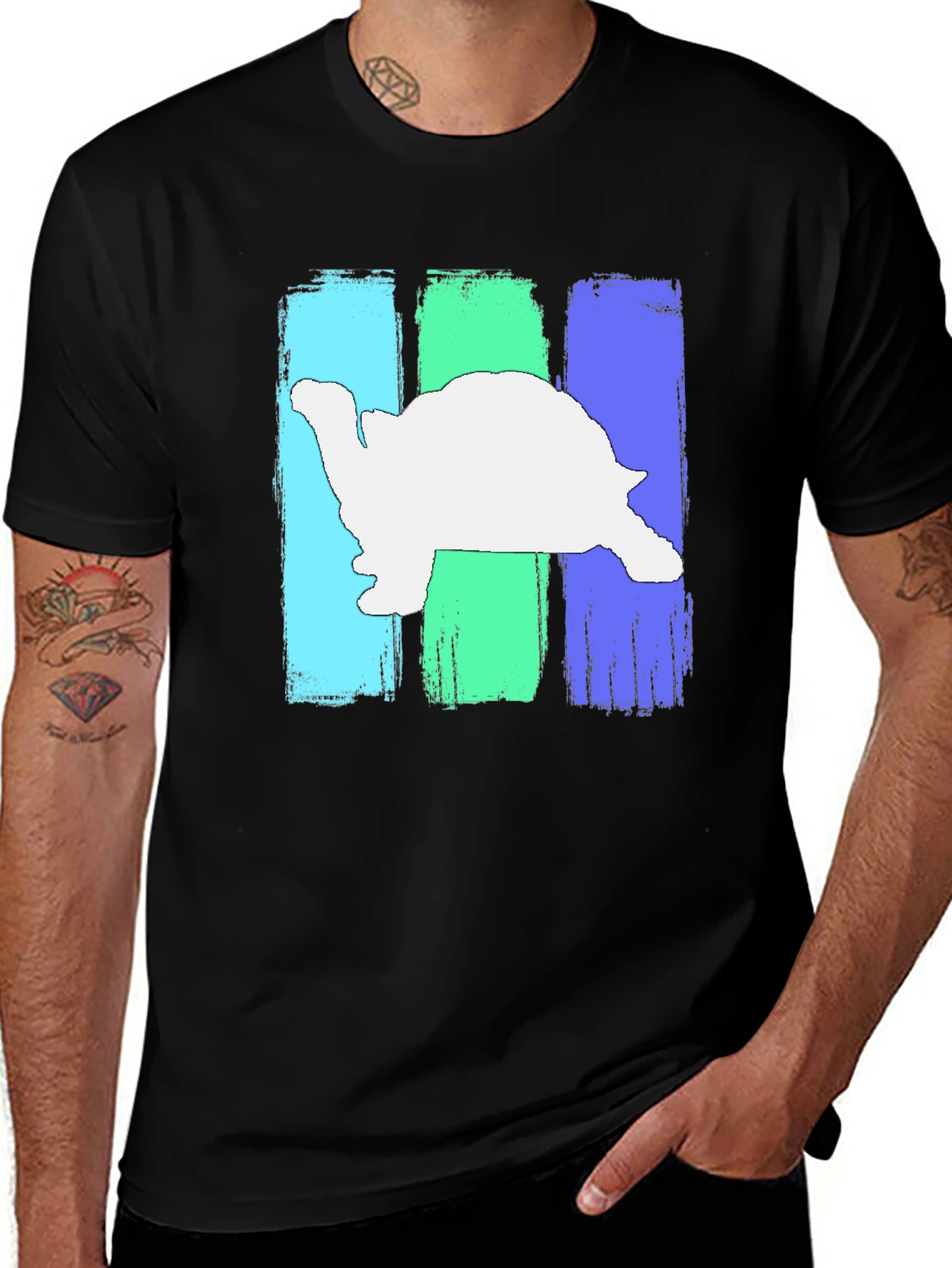 Retro Turtle Graphic T-Shirt - Black