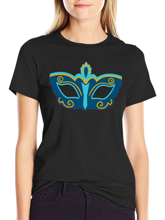 Mardi Gras Mask Graphic T-Shirt - Black