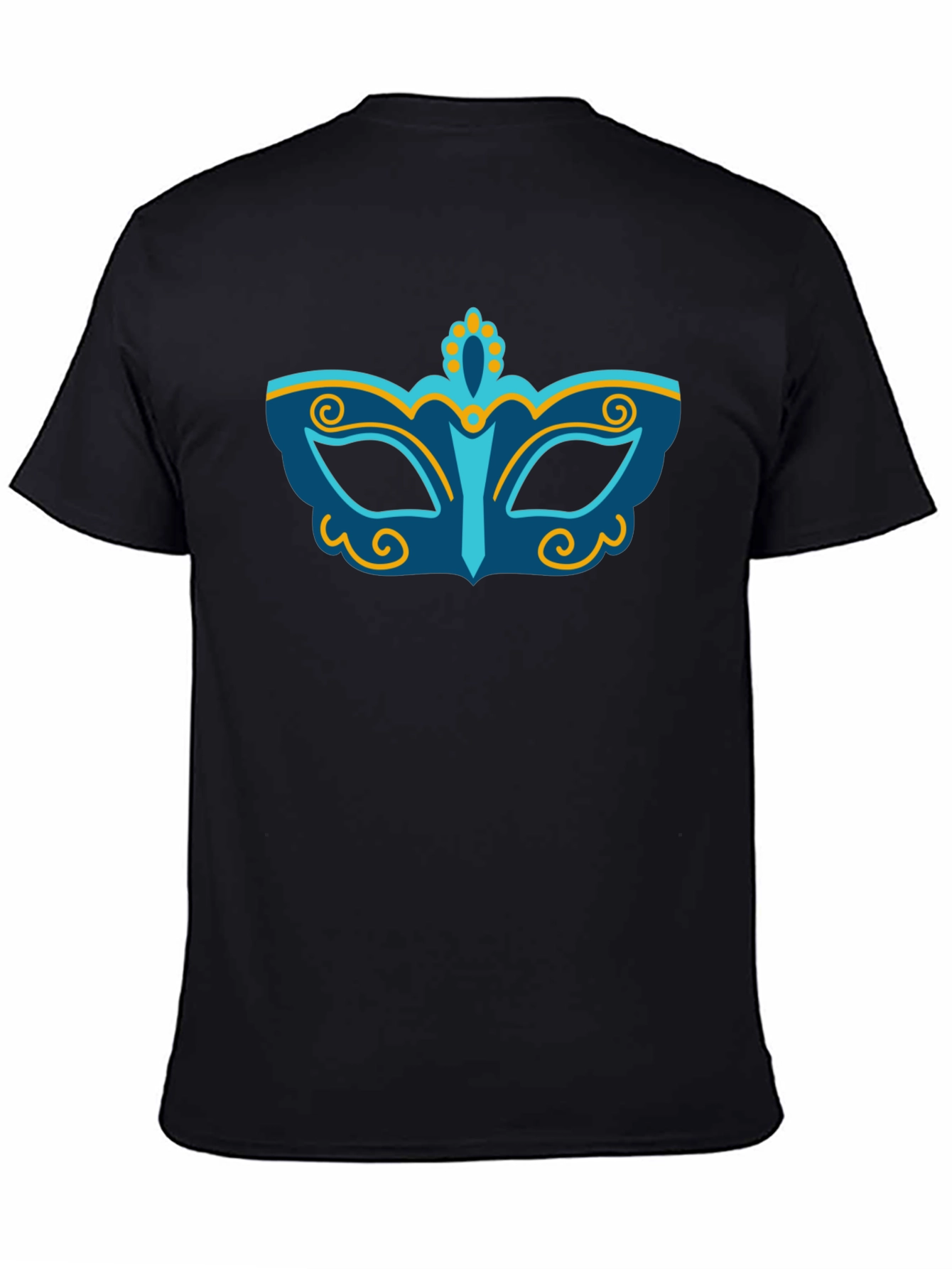 Mardi Gras Mask Graphic T-Shirt - Black