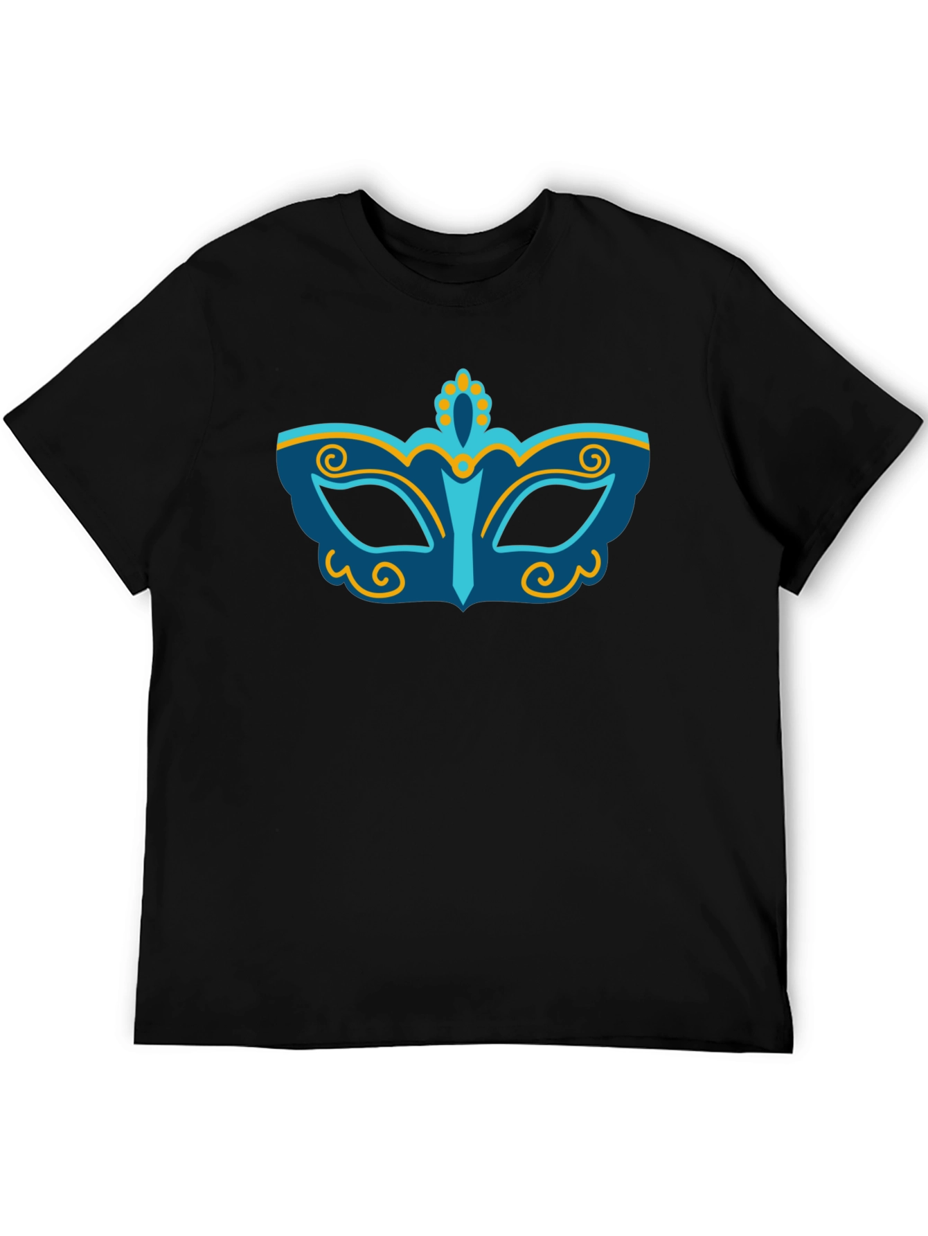 Mardi Gras Mask Graphic T-Shirt - Black