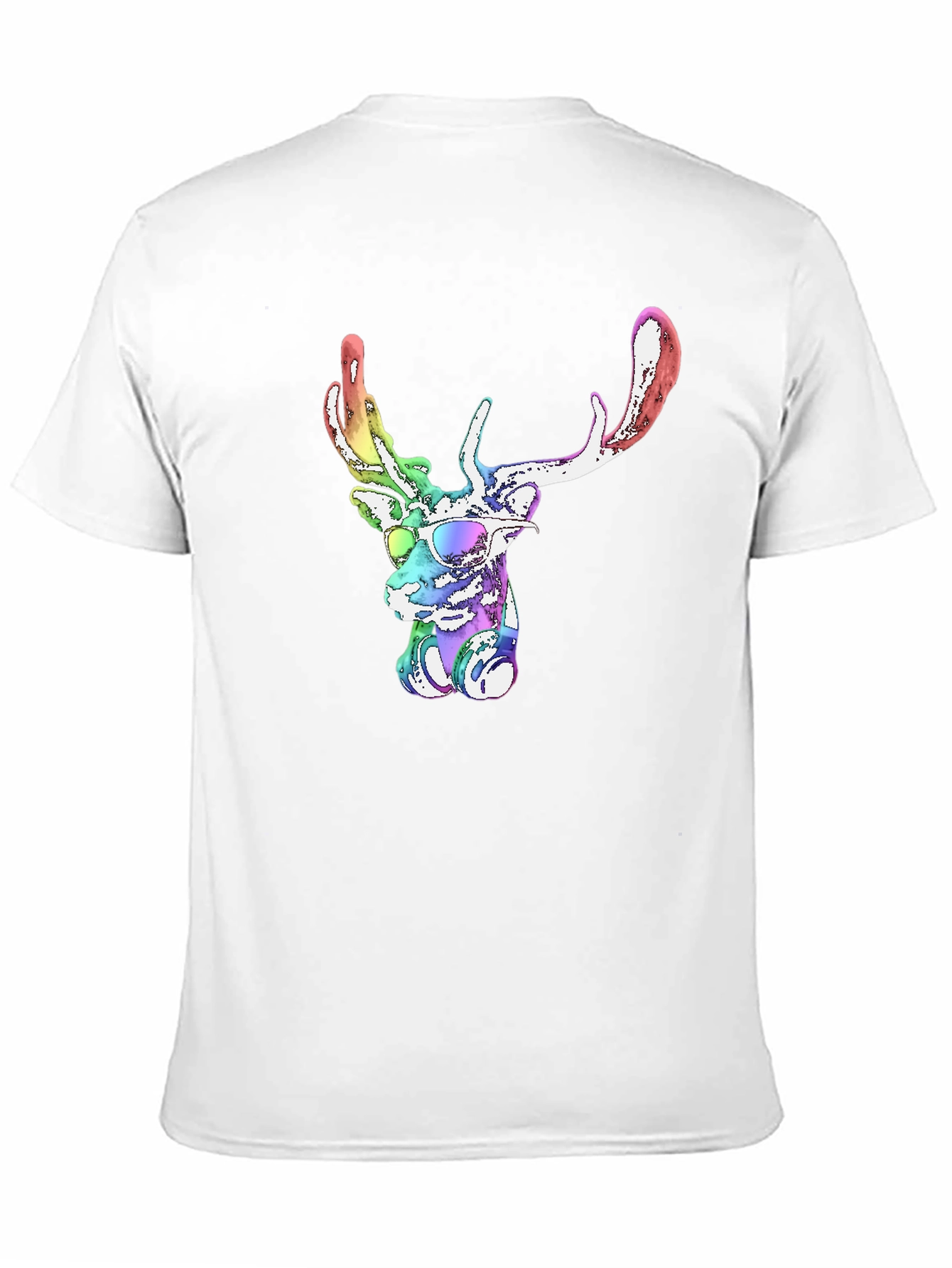Cool Rainbow Deer Graphic Tee - Mens Black T-Shirt