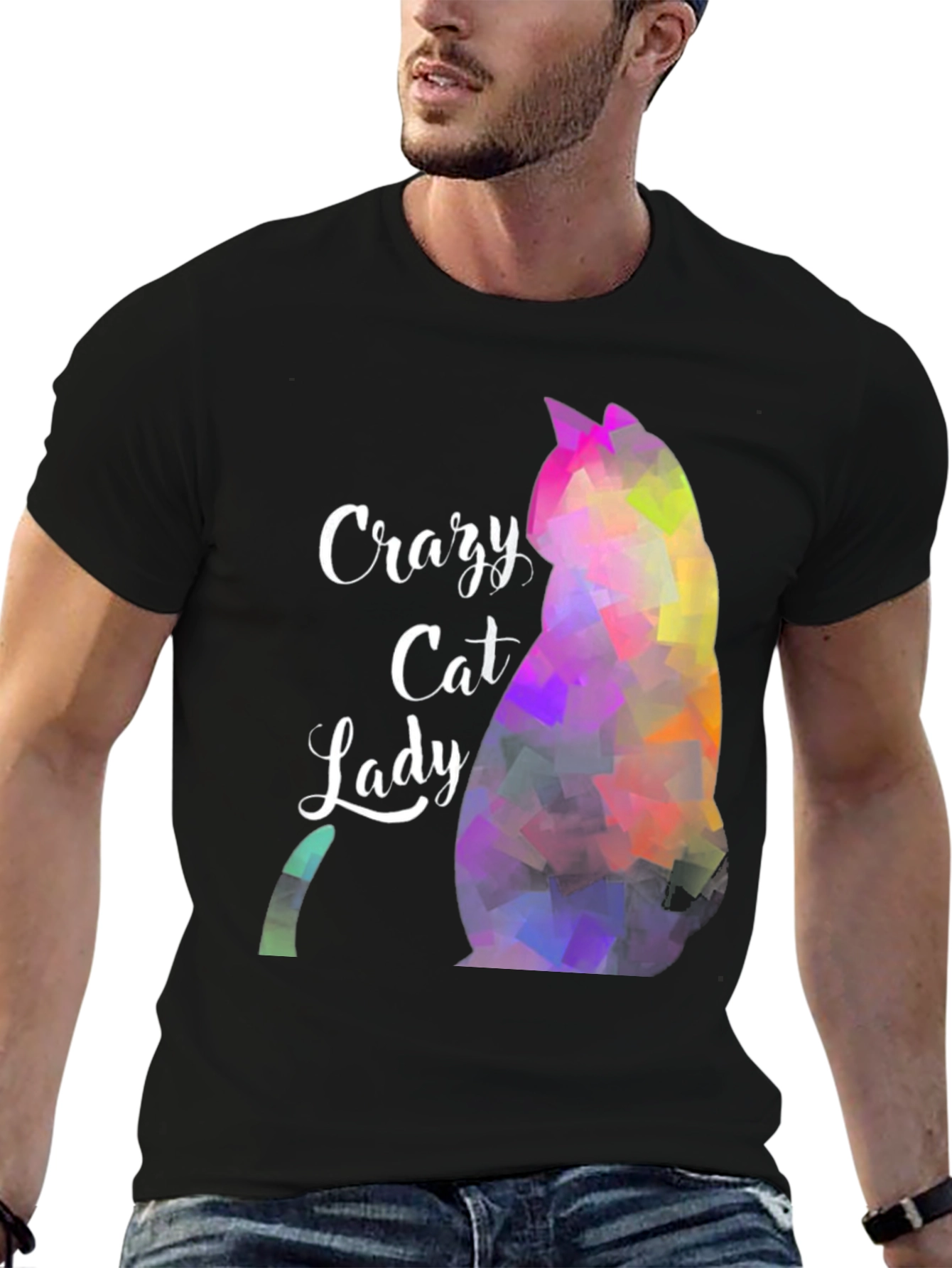 Crazy Cat Lady T-Shirt - Abstract Cat Design