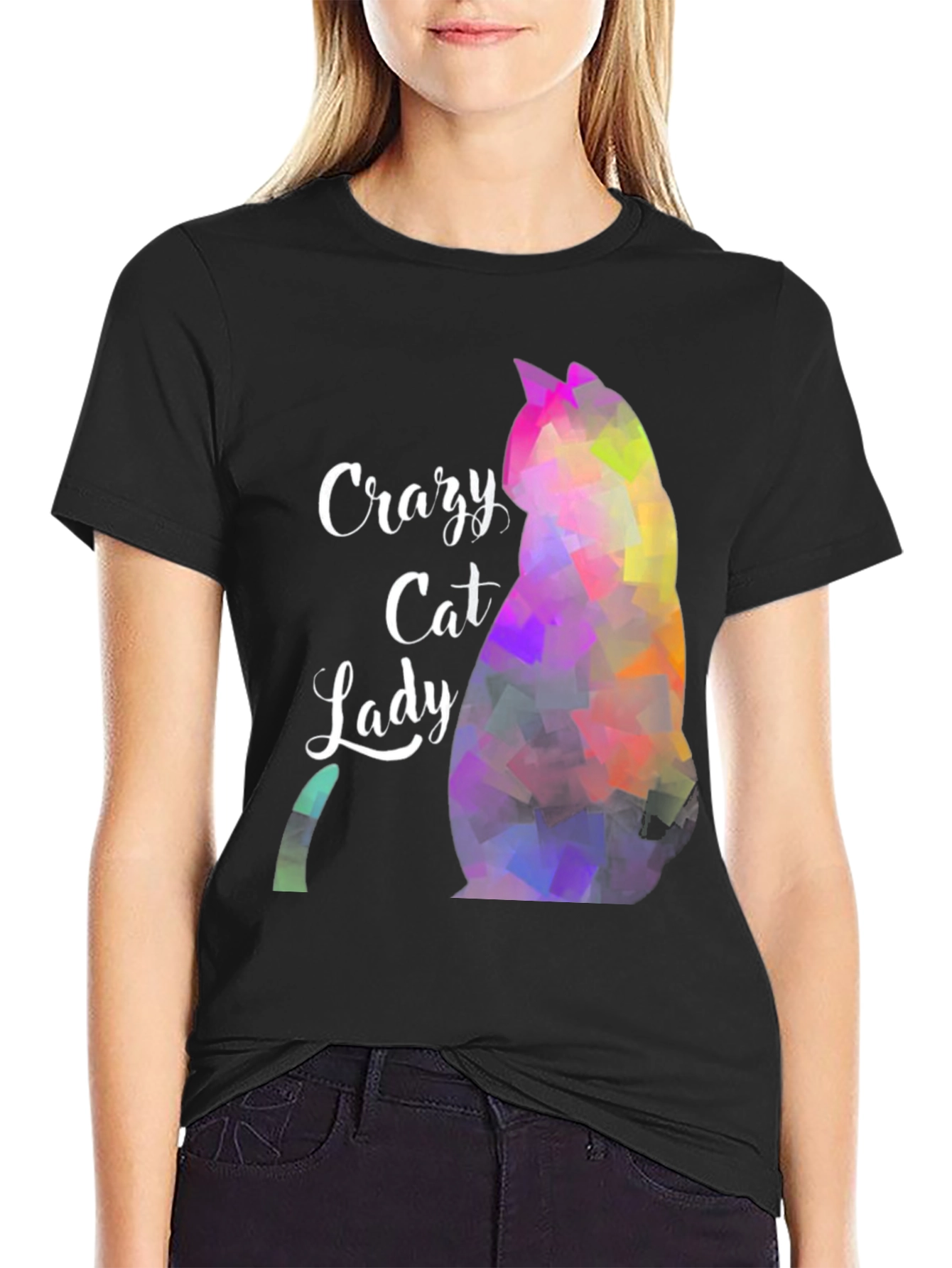 Crazy Cat Lady T-Shirt - Abstract Cat Design