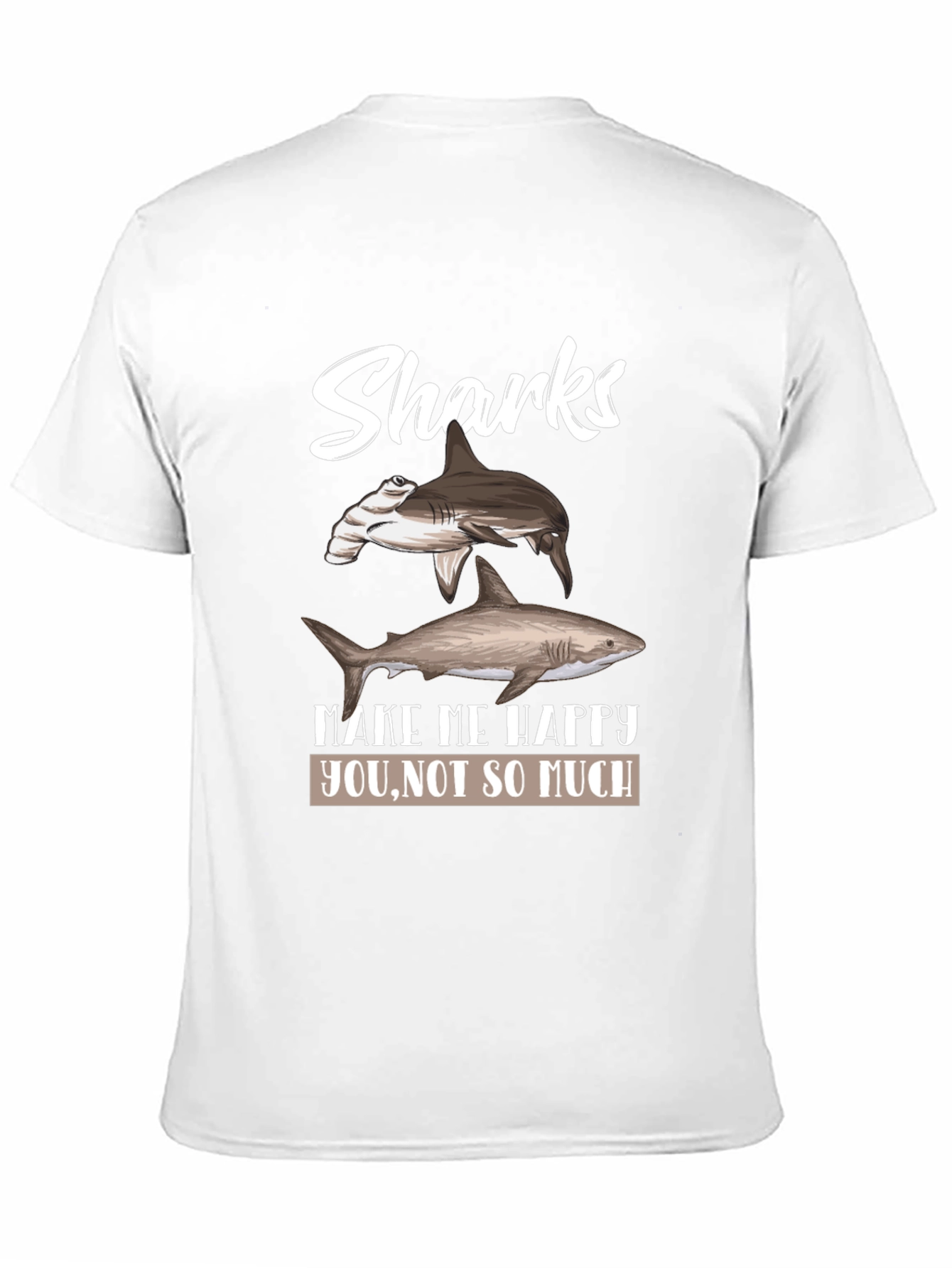 Sharks Make Me Happy Mens Black Graphic Tee
