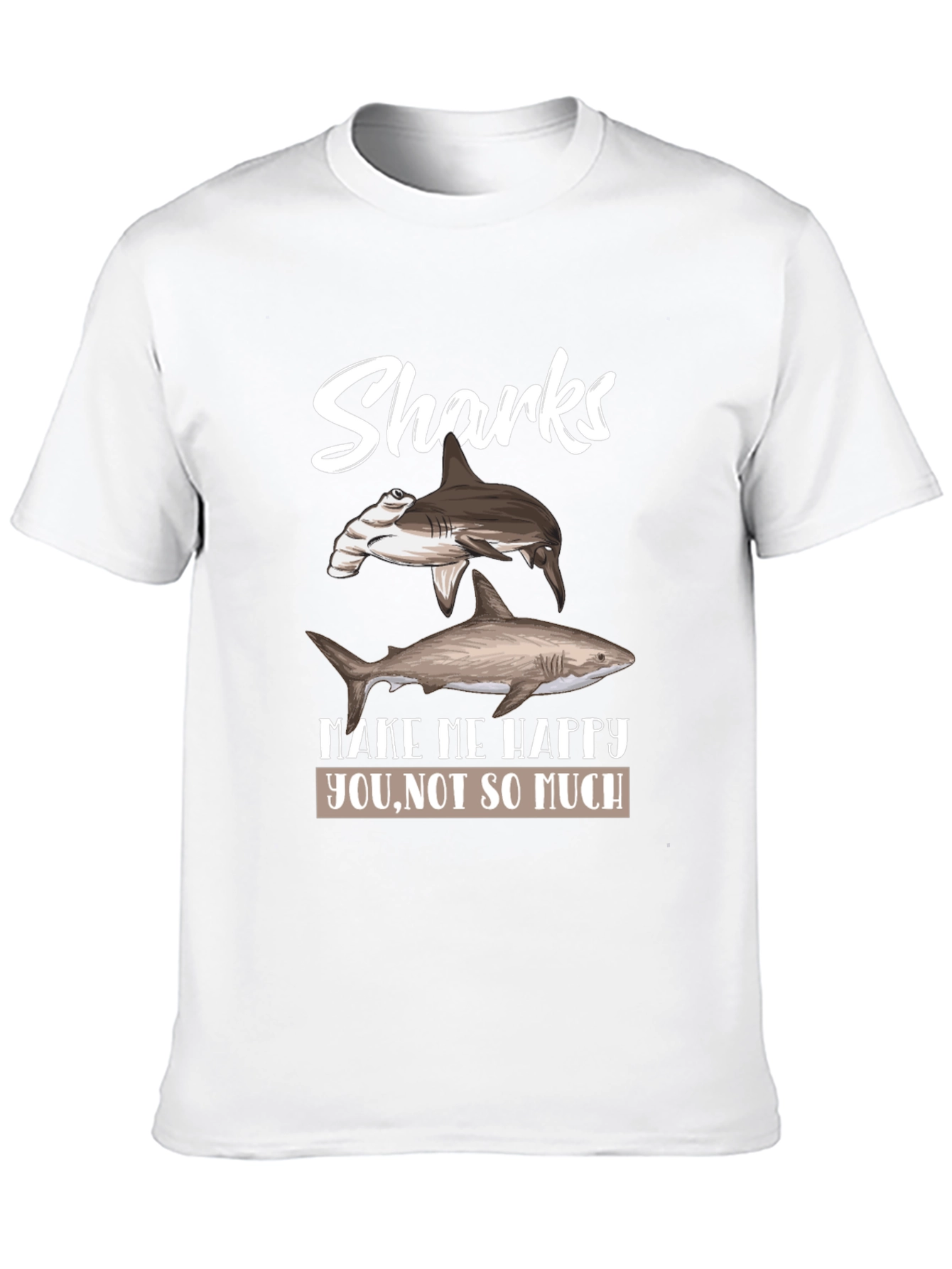 Sharks Make Me Happy Mens Black Graphic Tee