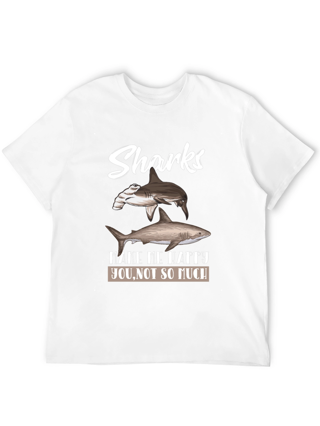 Sharks Make Me Happy Mens Black Graphic Tee