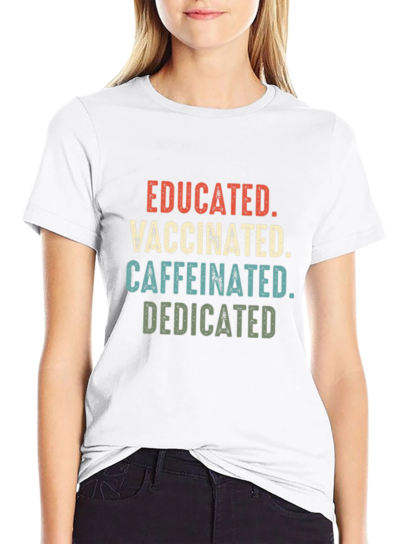Educated Vaccinated Caffeinated Dedicated Graphic Tee