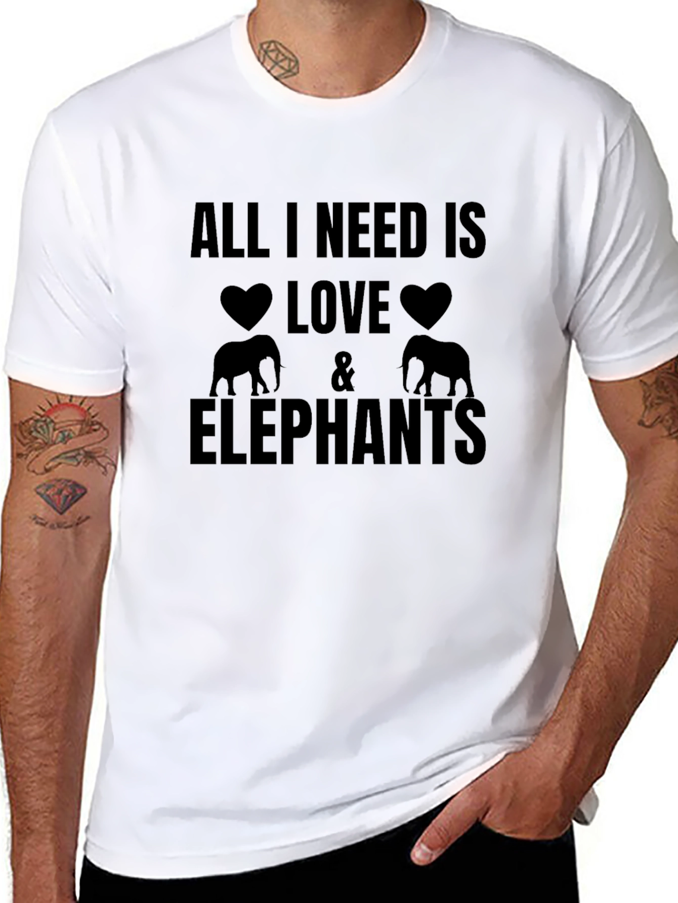 All I Need Is Love & Elephants Graphic Tee