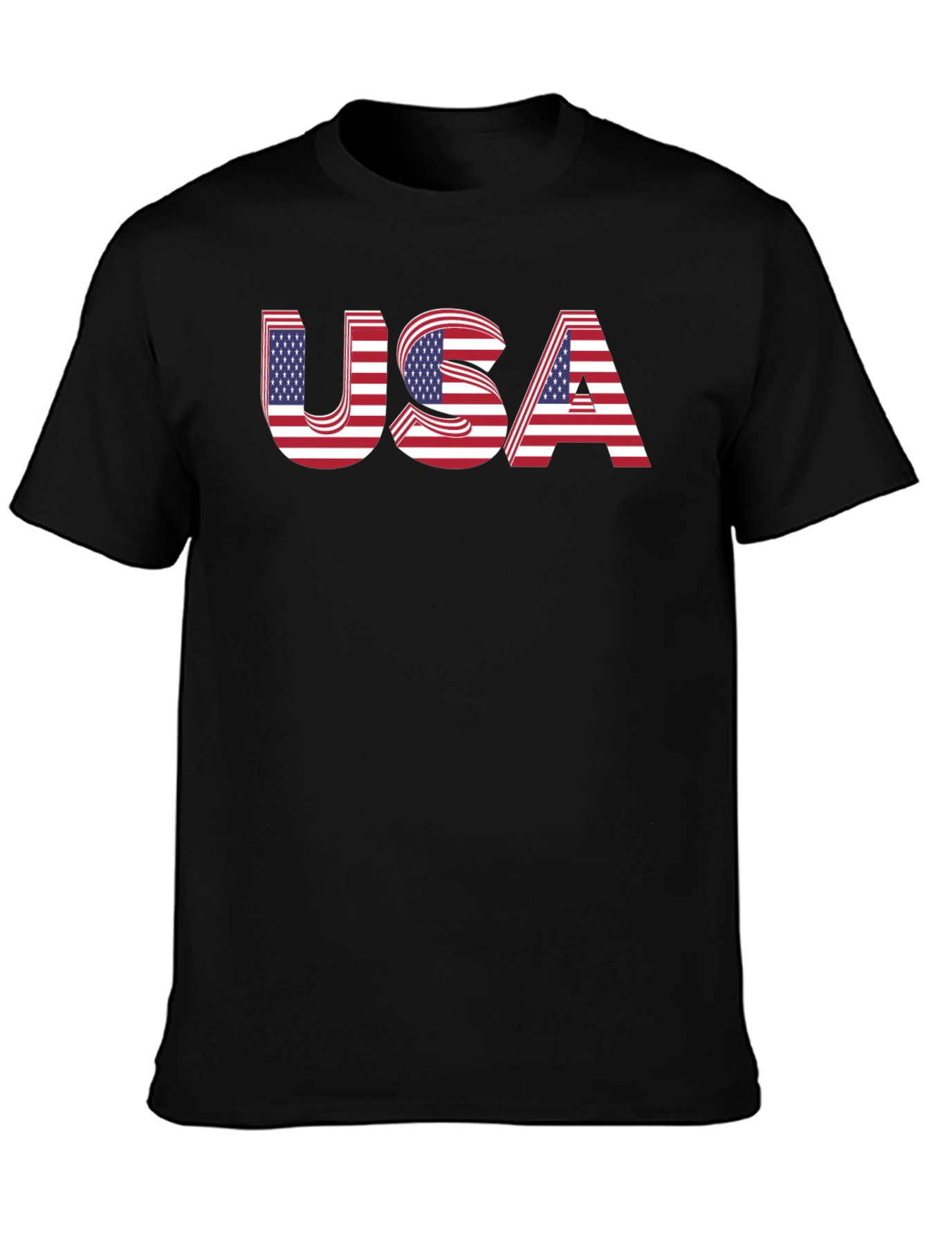 USA Flag Graphic Black T-Shirt