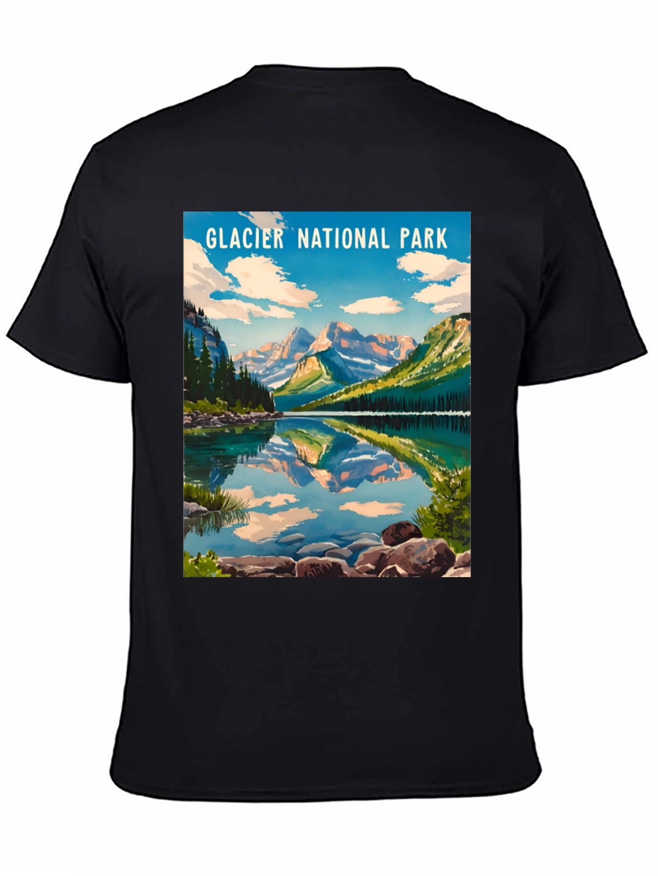 Glacier National Park Black Graphic T-Shirt