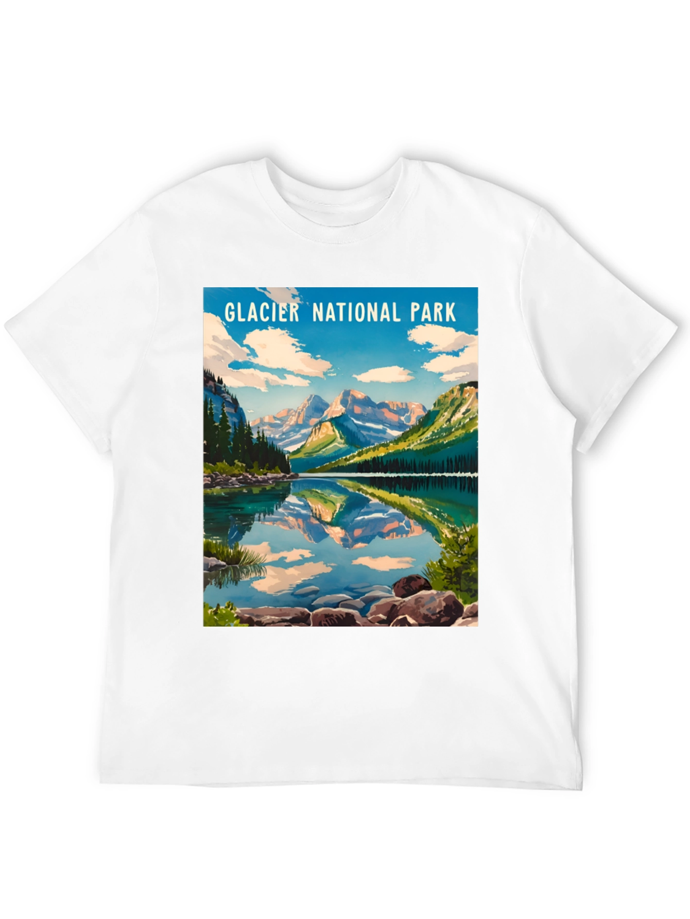 Glacier National Park Black Graphic T-Shirt