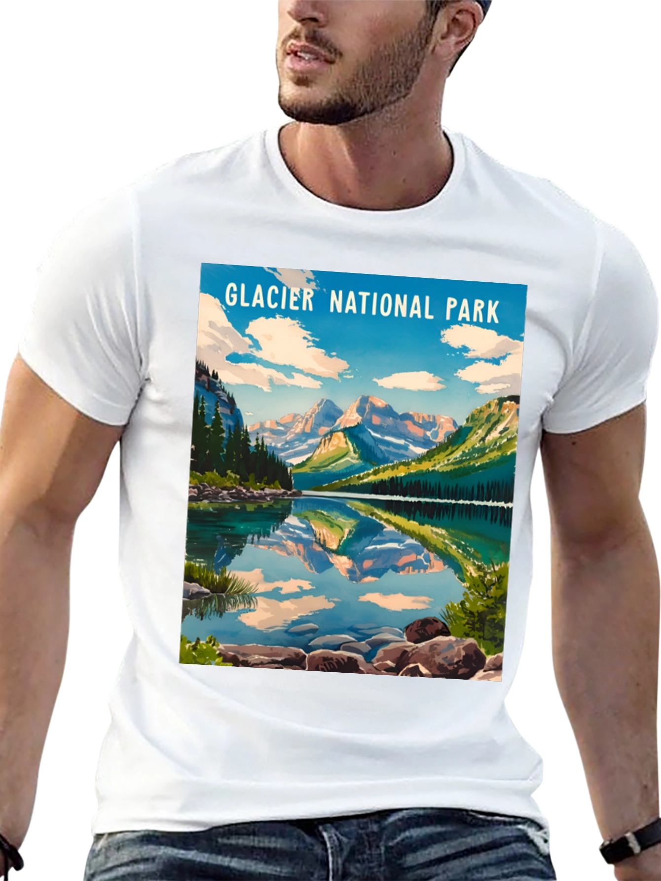 Glacier National Park Black Graphic T-Shirt