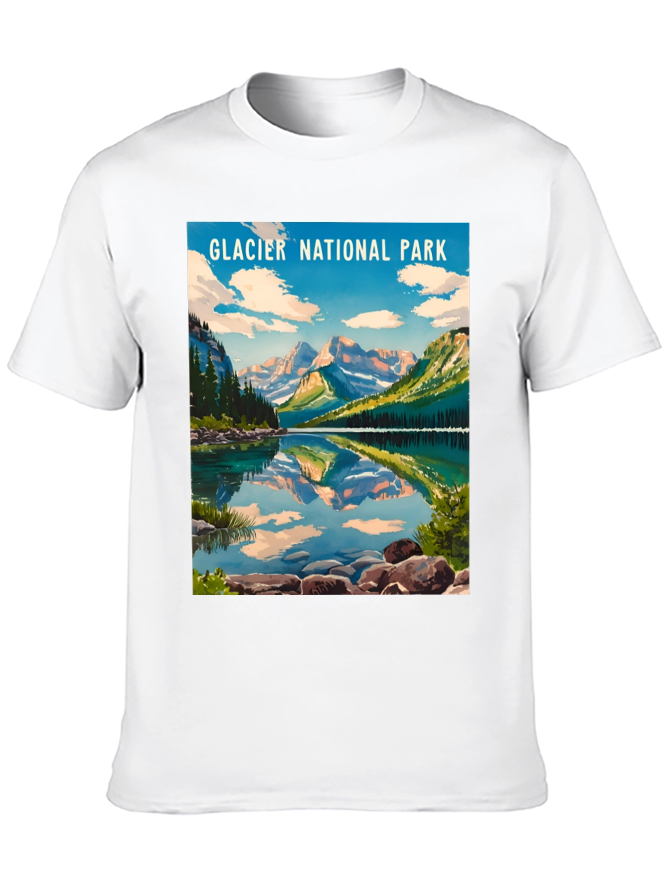 Glacier National Park Black Graphic T-Shirt