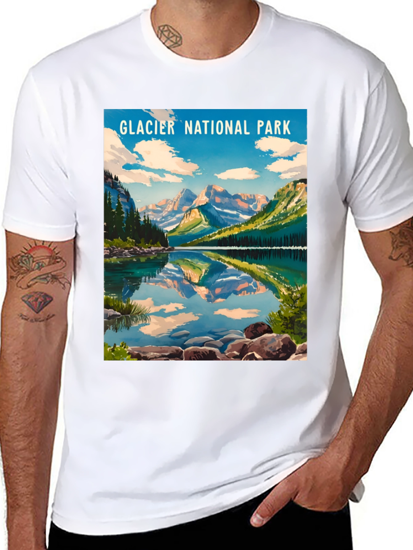 Glacier National Park Black Graphic T-Shirt