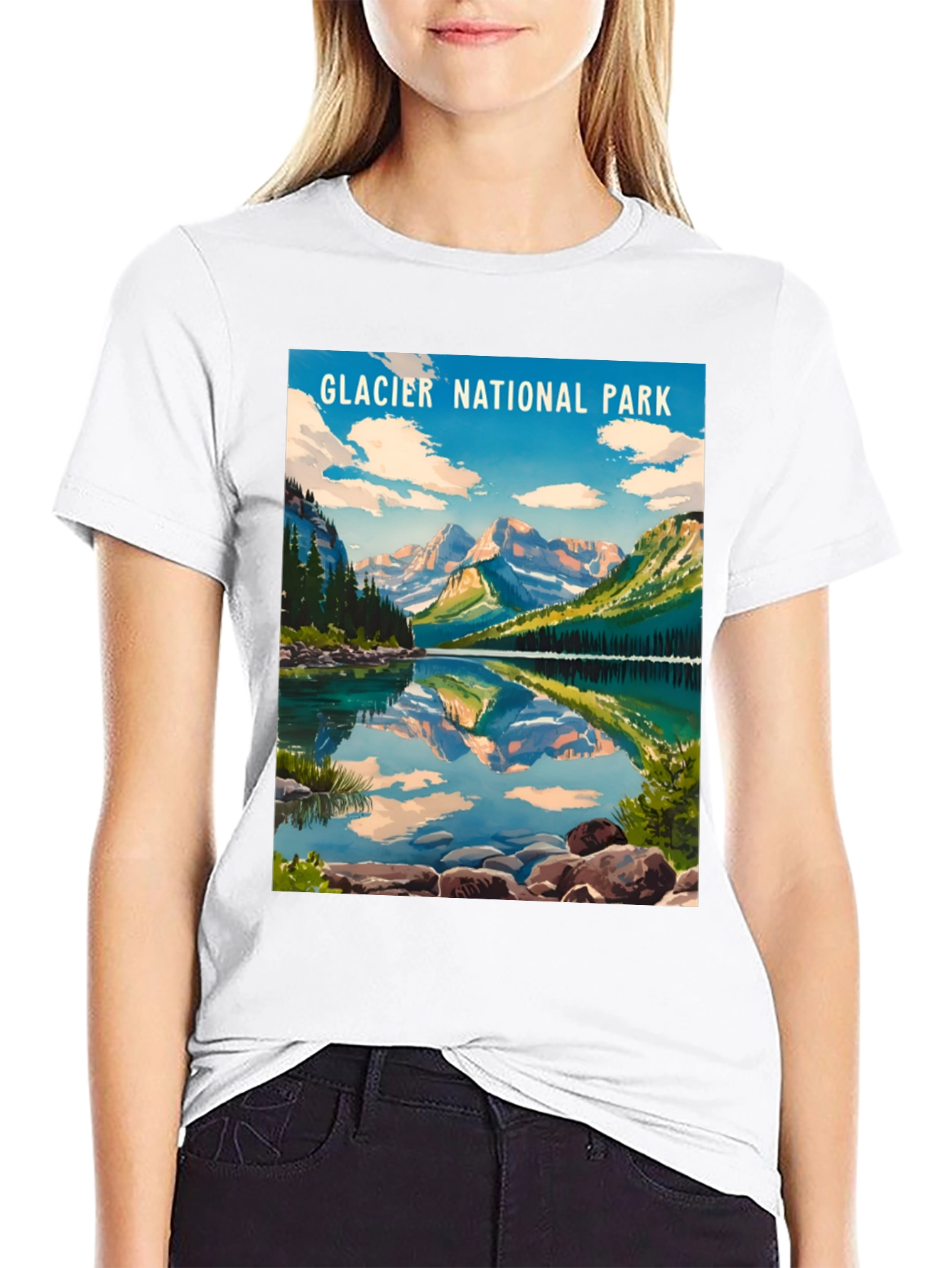Glacier National Park Black Graphic T-Shirt