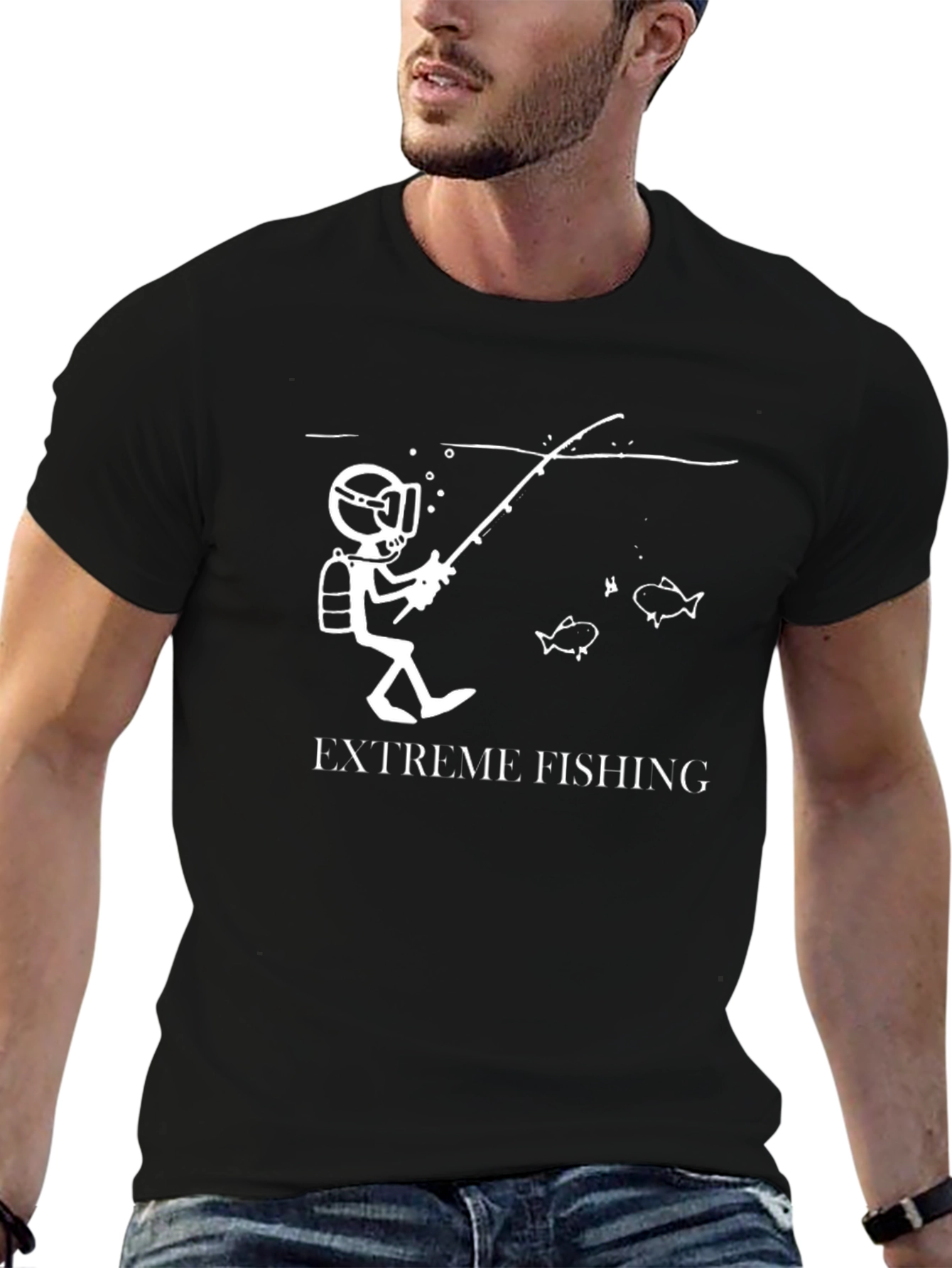 Extreme Fishing Black Graphic T-Shirt