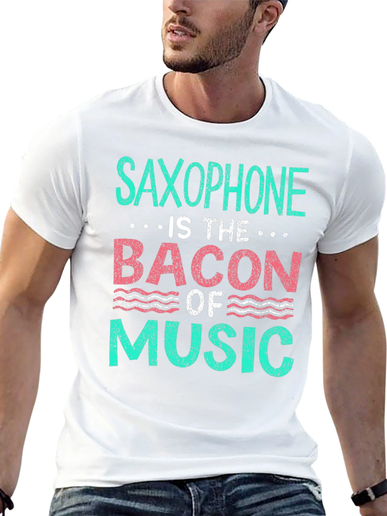 Saxophone Bacon of Music T-Shirt - Musician Funny Tee