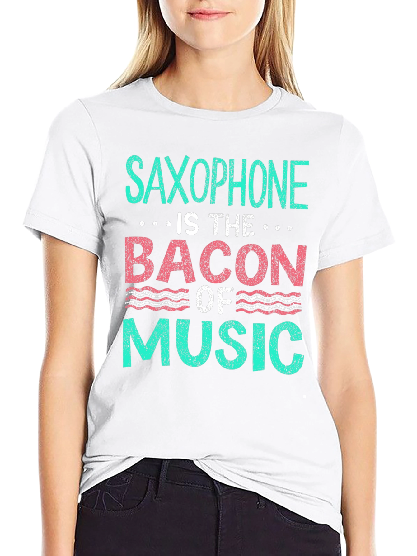 Saxophone Bacon of Music T-Shirt - Musician Funny Tee