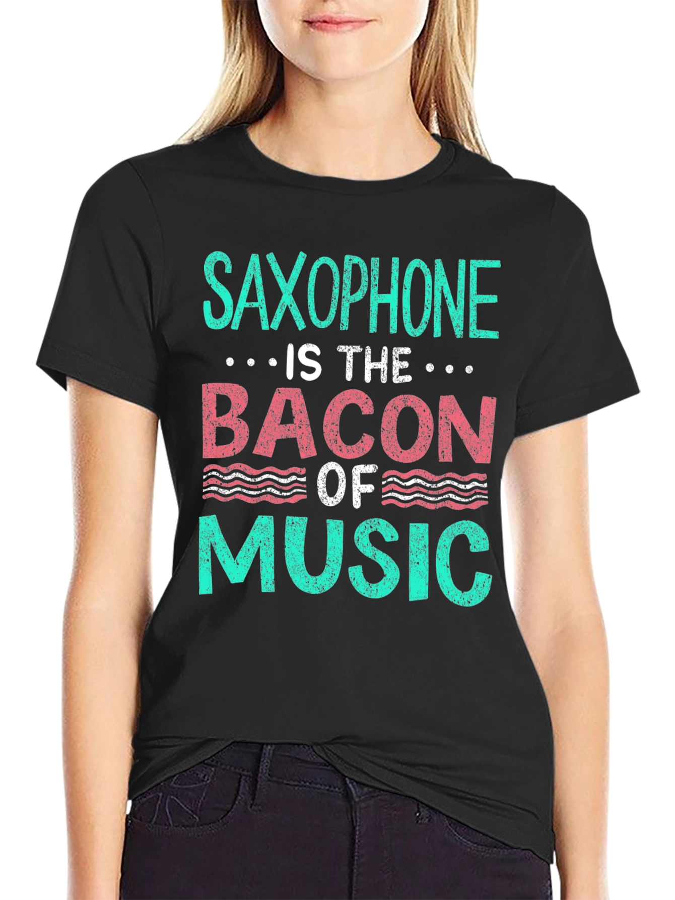 Saxophone Bacon of Music T-Shirt - Musician Funny Tee