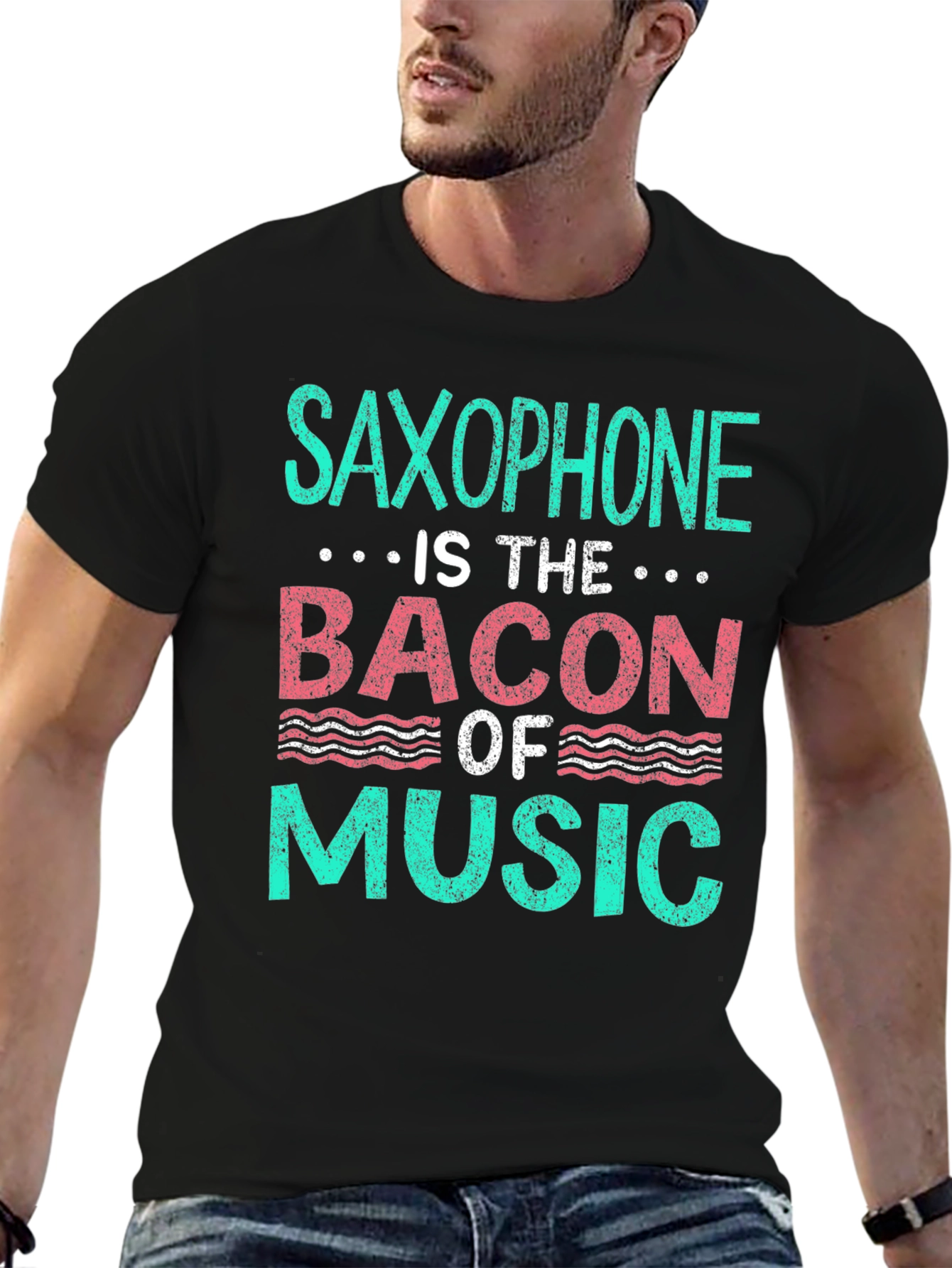 Saxophone Bacon of Music T-Shirt - Musician Funny Tee