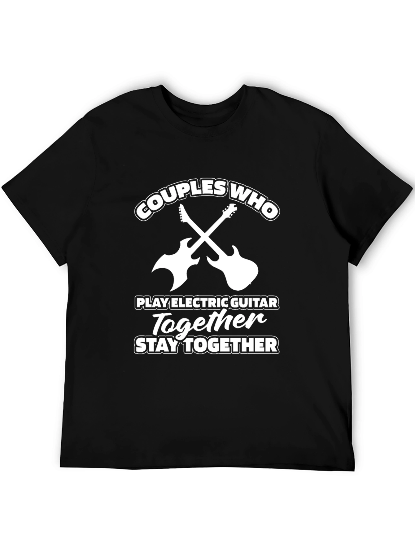 Couples Who Play Guitar Together Black T-Shirt