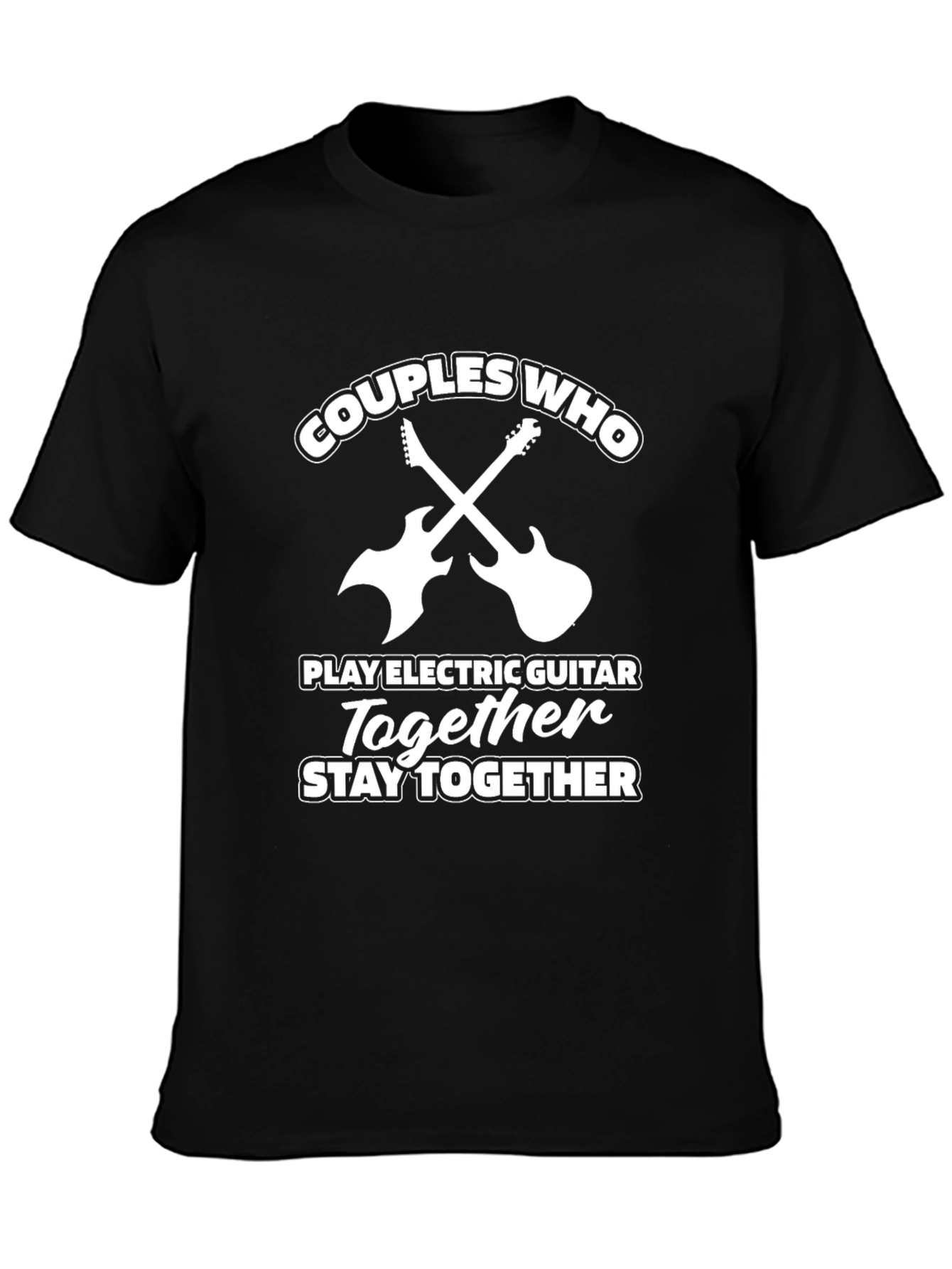 Couples Who Play Guitar Together Black T-Shirt