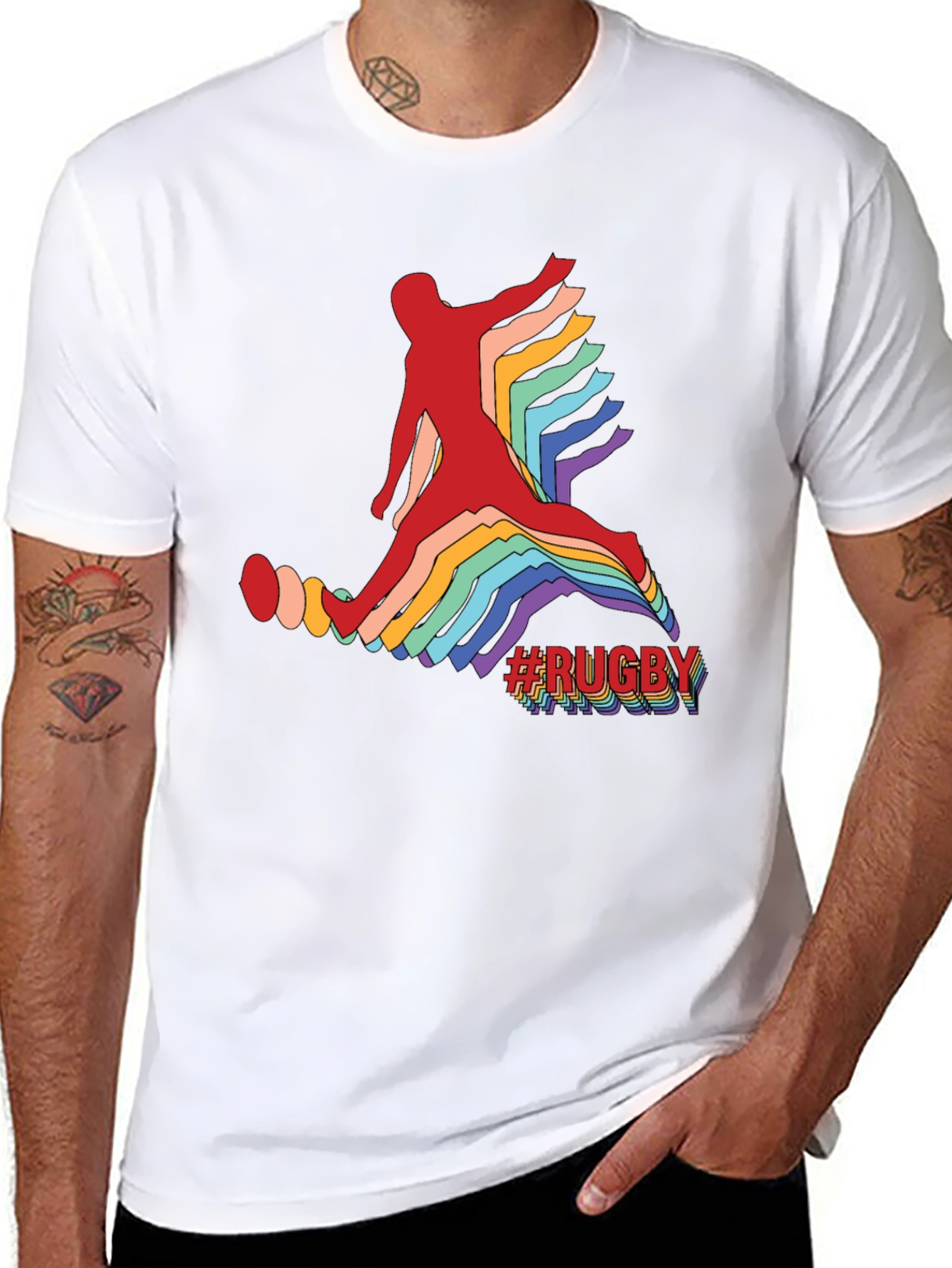 Mens Rugby Graphic Tee - Retro Athlete Design