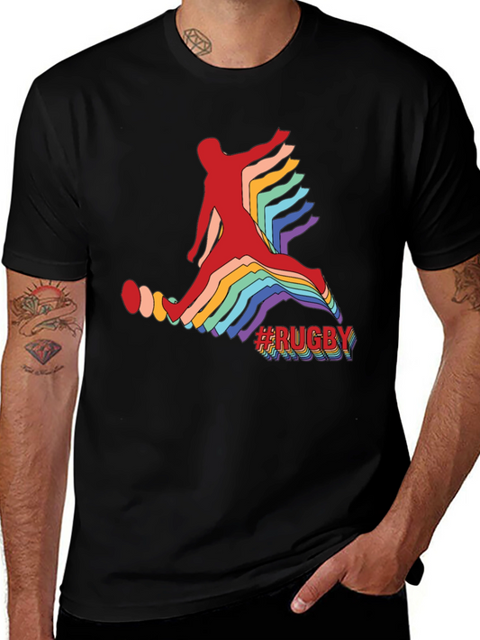 Mens Rugby Graphic Tee - Retro Athlete Design