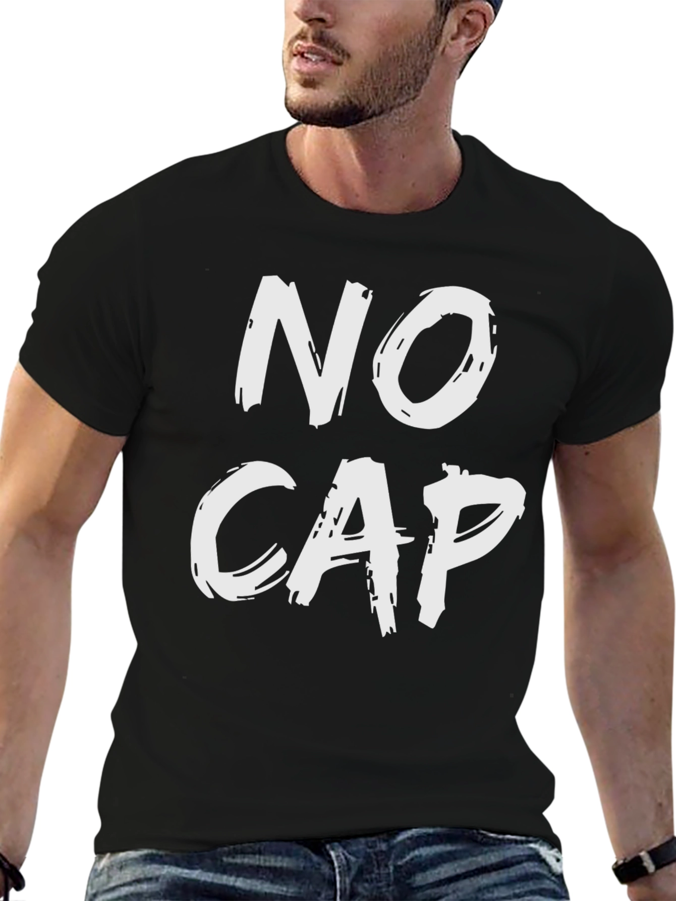 No Cap Black Graphic Tee - Statement T-Shirt