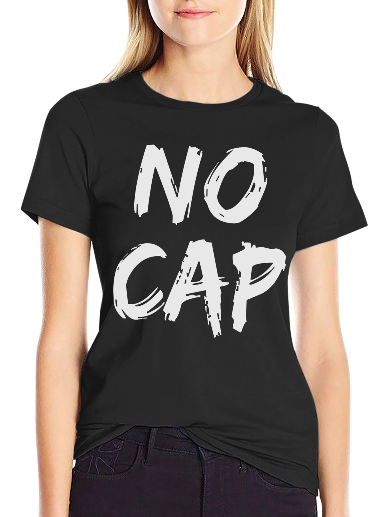 No Cap Black Graphic Tee - Statement T-Shirt