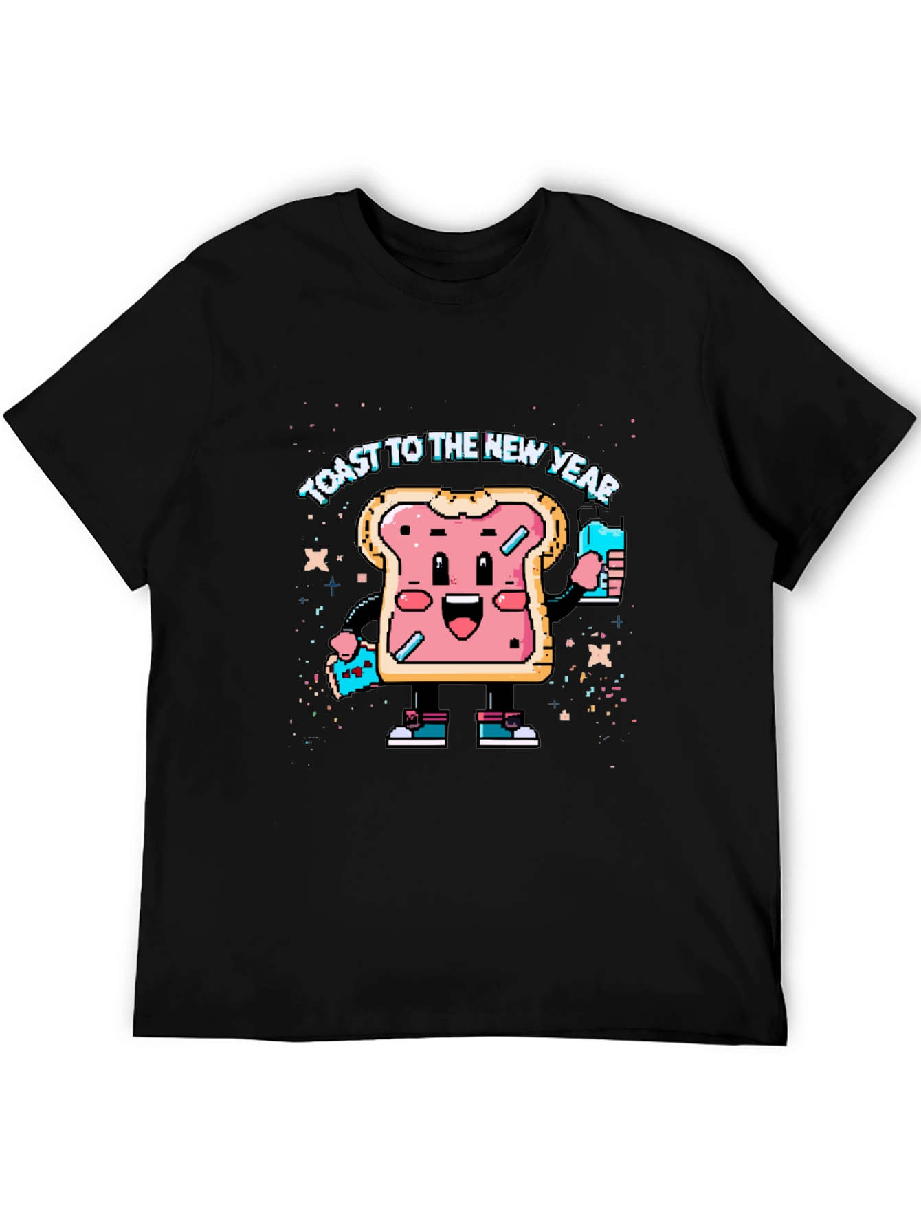 Toast to the New Year Graphic Black T-Shirt