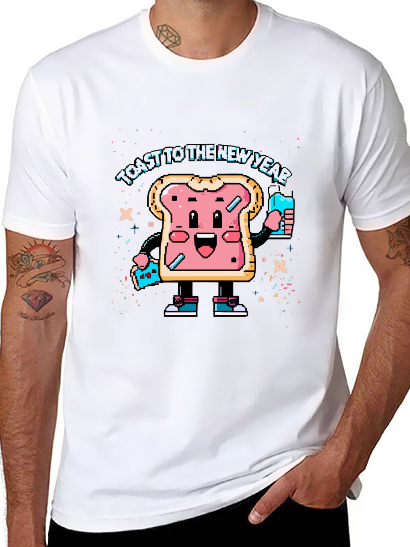 Toast to the New Year Graphic Black T-Shirt