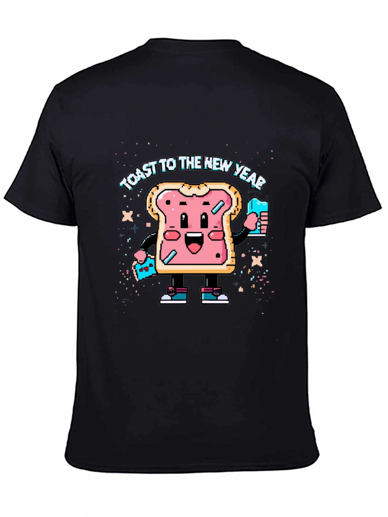 Toast to the New Year Graphic Black T-Shirt