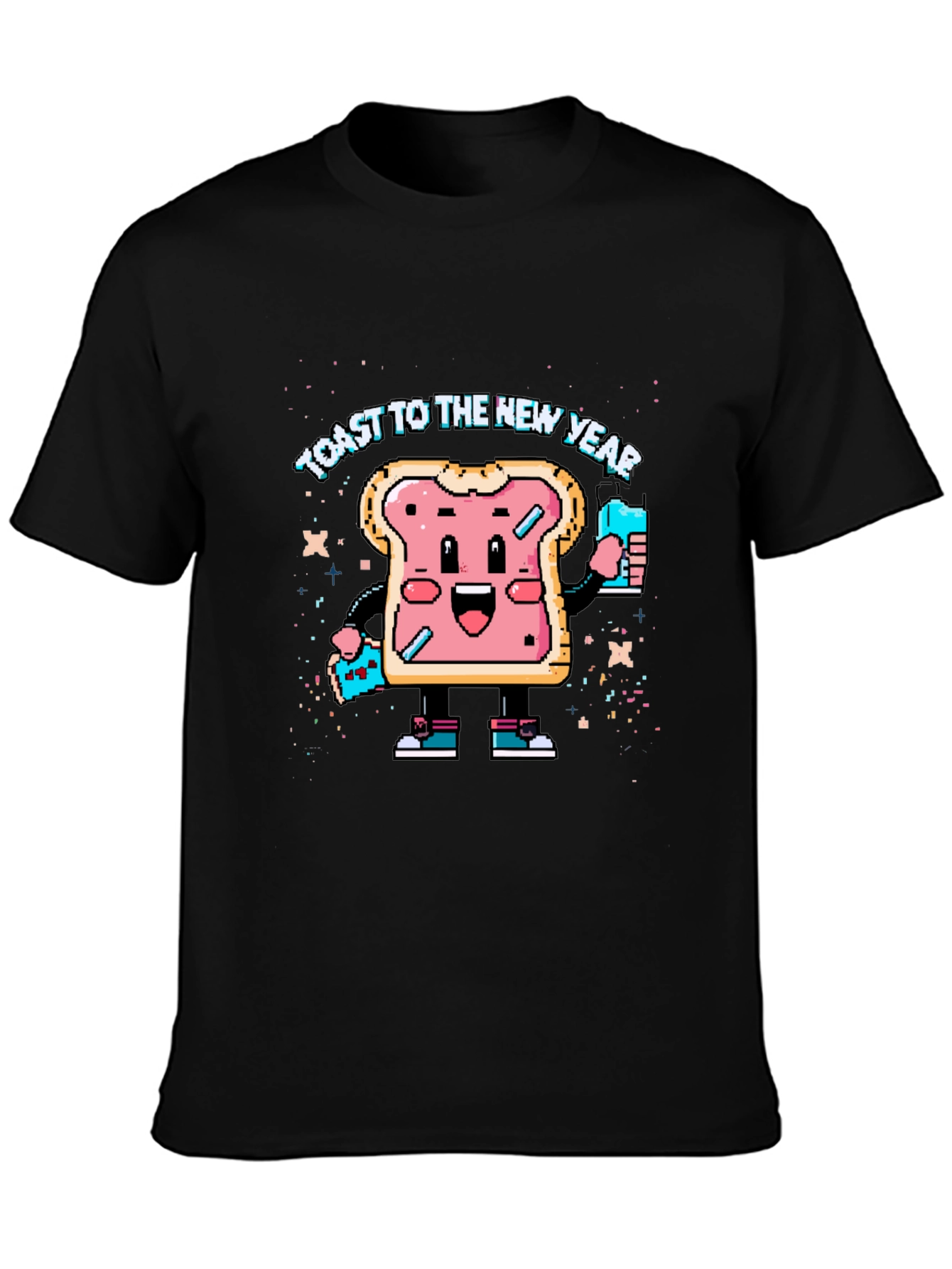 Toast to the New Year Graphic Black T-Shirt