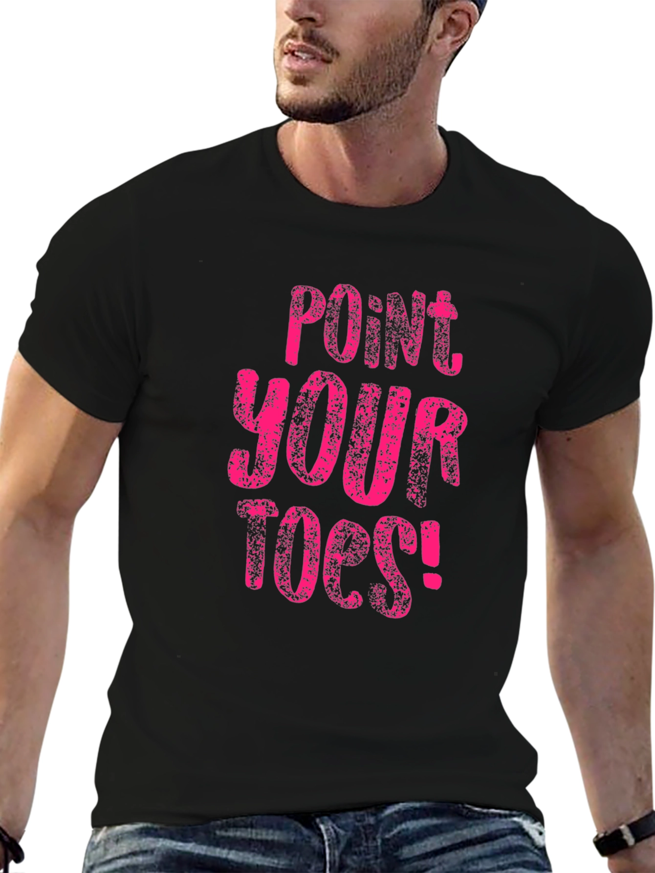 Point Your Toes! Black Cotton T-Shirt