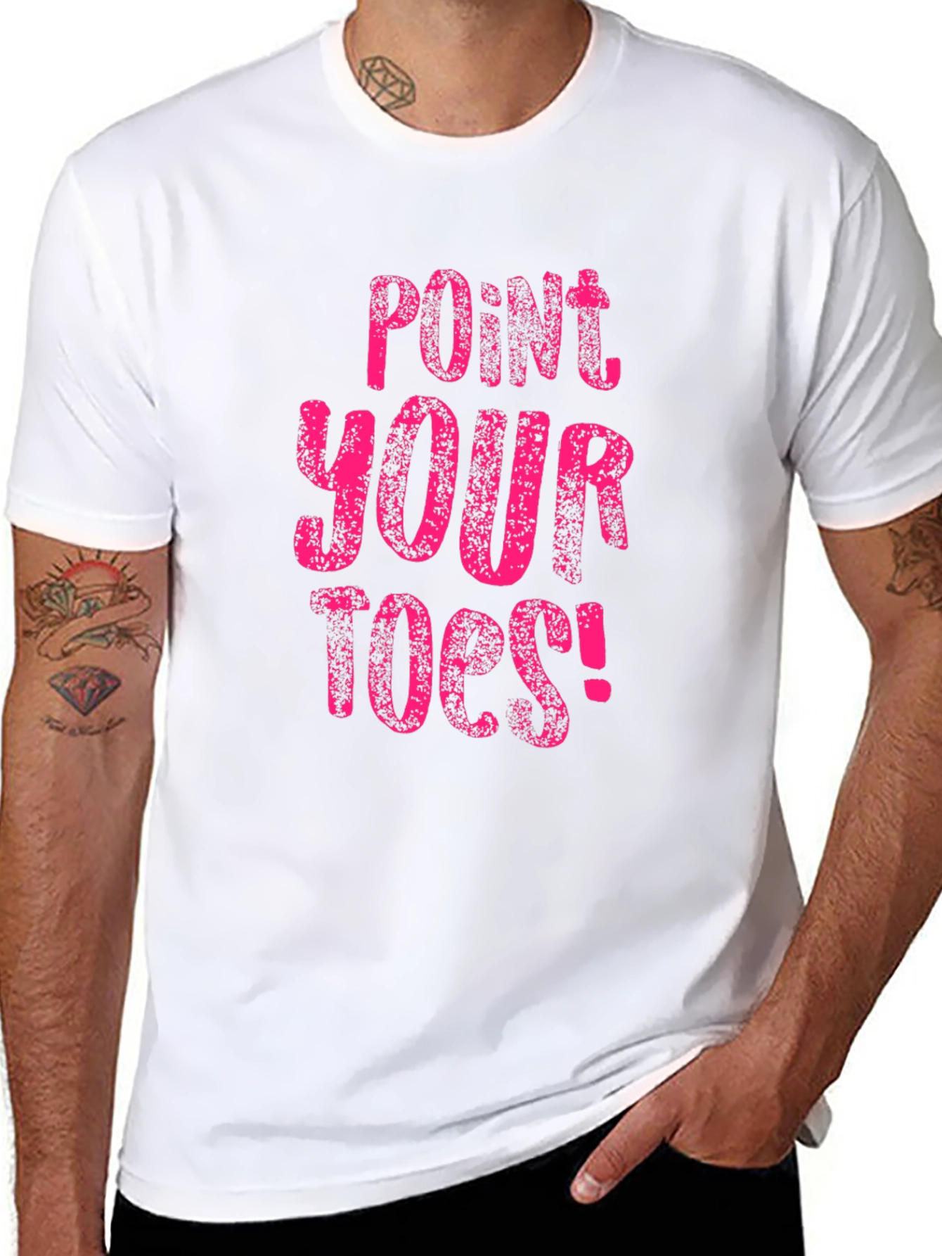 Point Your Toes! Black Cotton T-Shirt