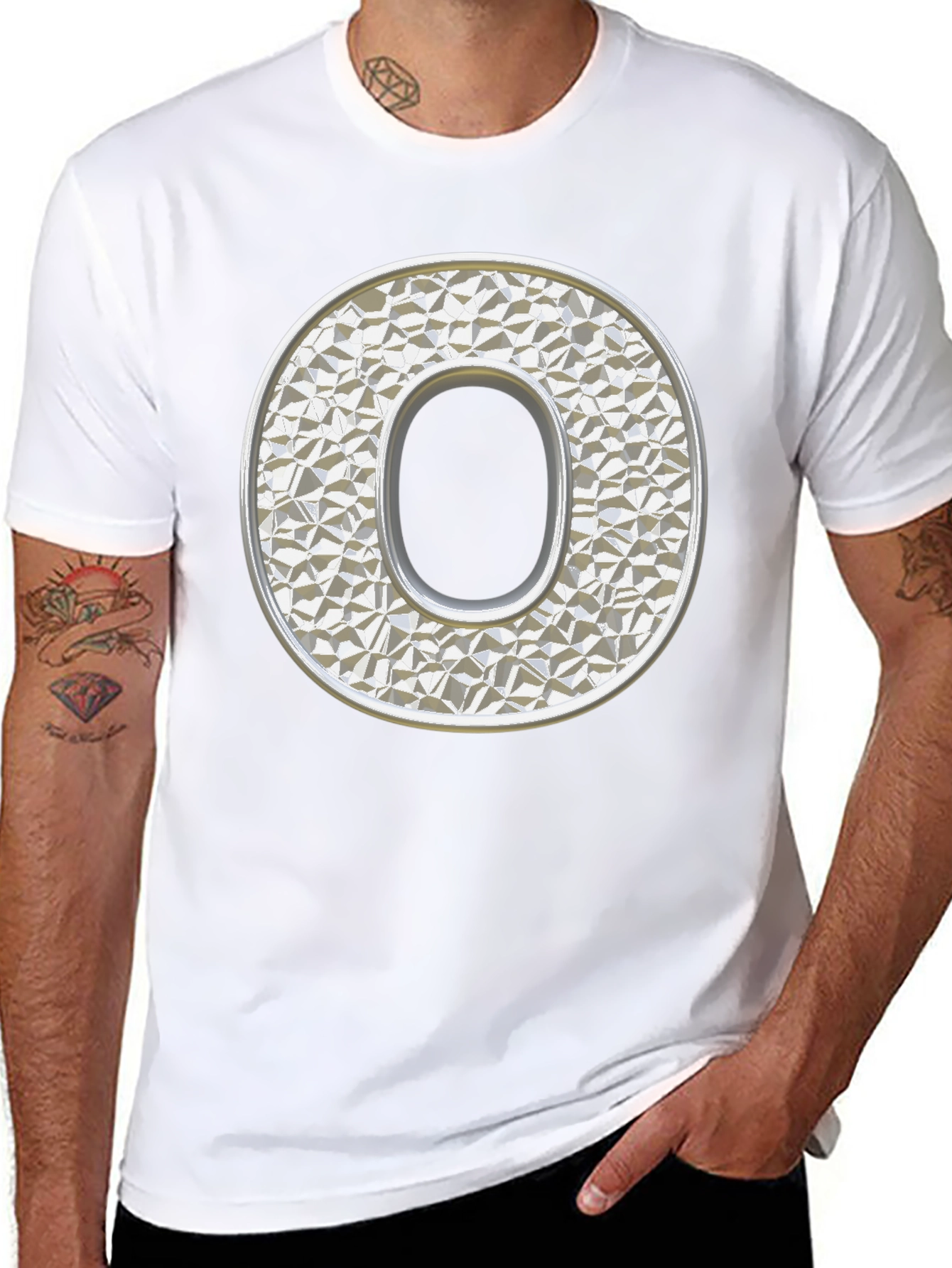 Letter O Graphic Tee - Stylish Mens Black T-Shirt
