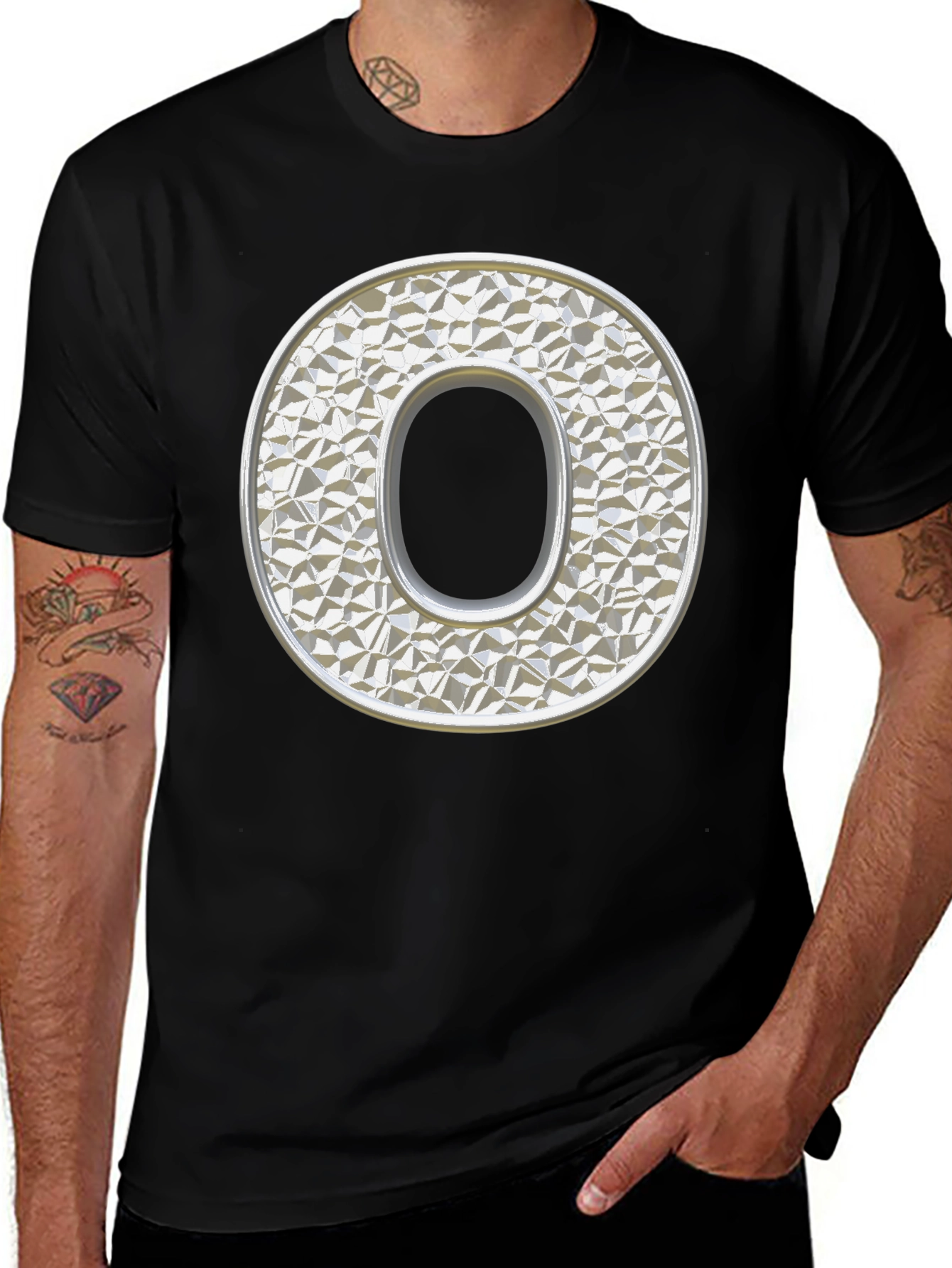 Letter O Graphic Tee - Stylish Mens Black T-Shirt