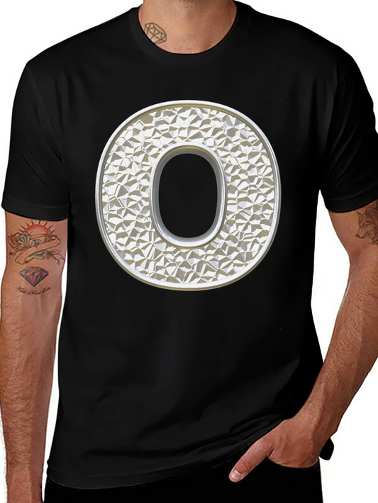 Letter O Graphic Tee - Stylish Mens Black T-Shirt