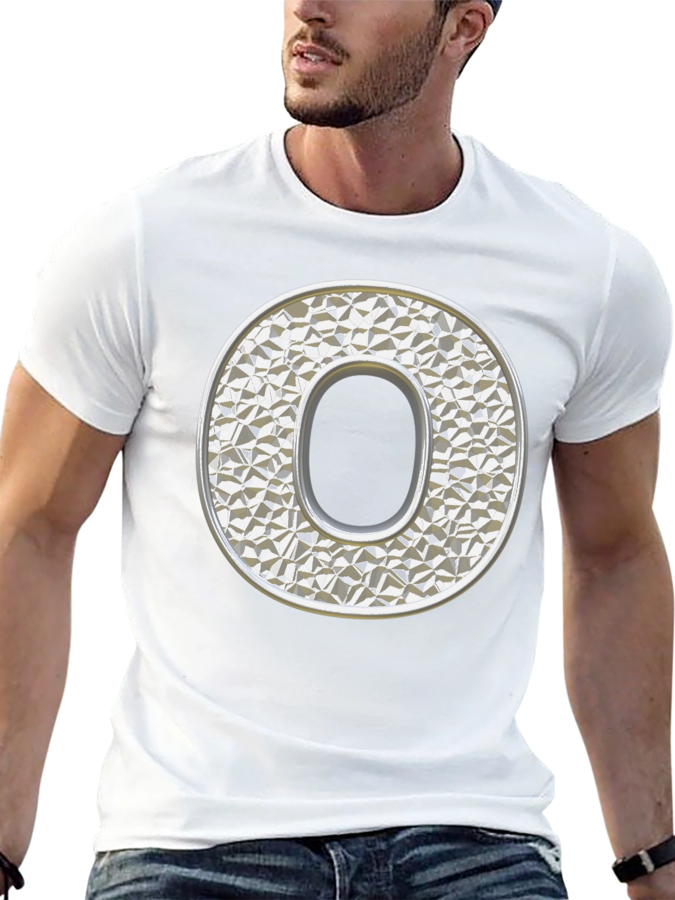 Letter O Graphic Tee - Stylish Mens Black T-Shirt