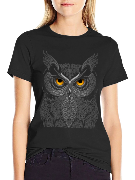 Owl Face Graphic Tee - Black