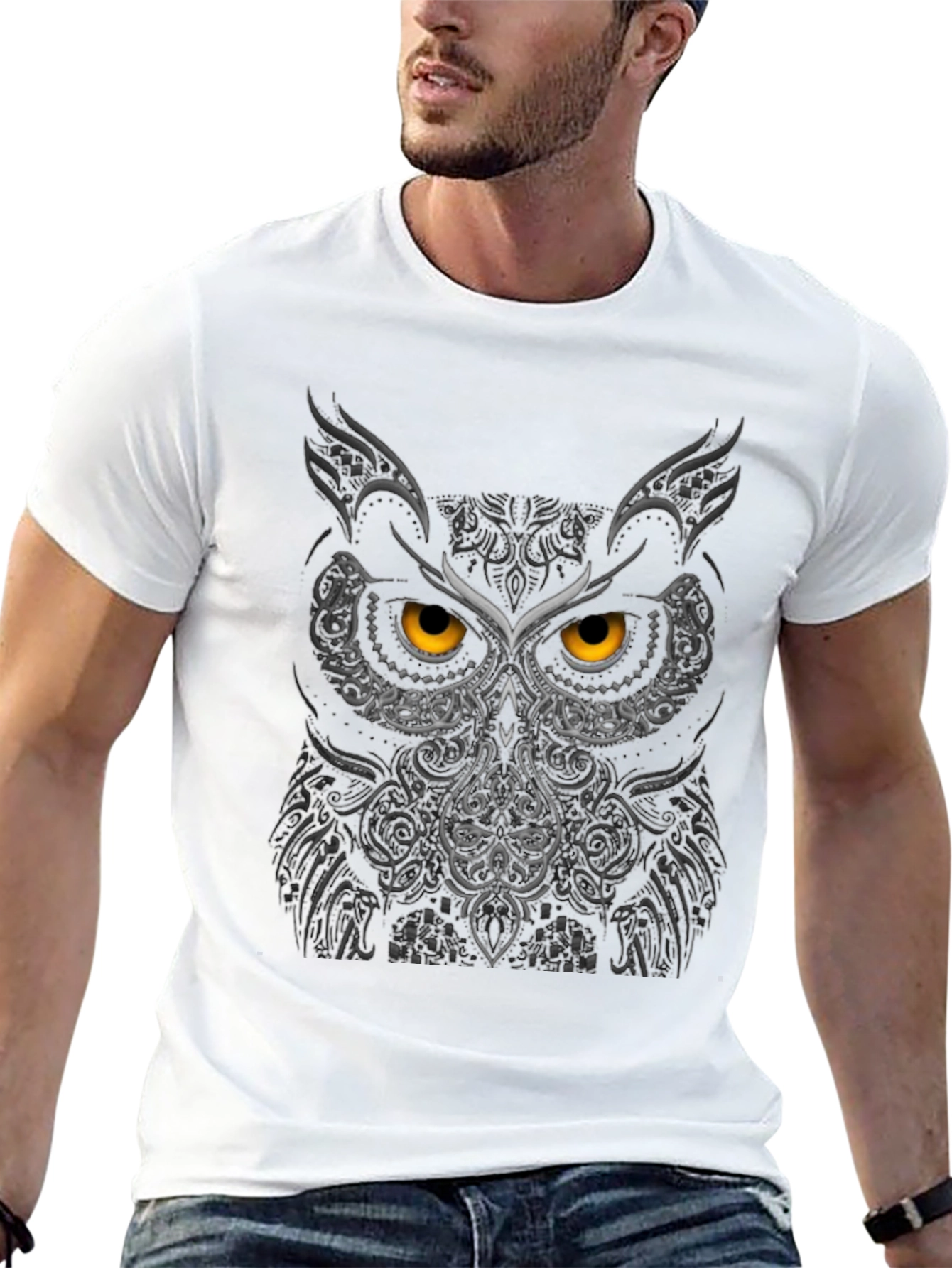 Owl Face Graphic Tee - Black