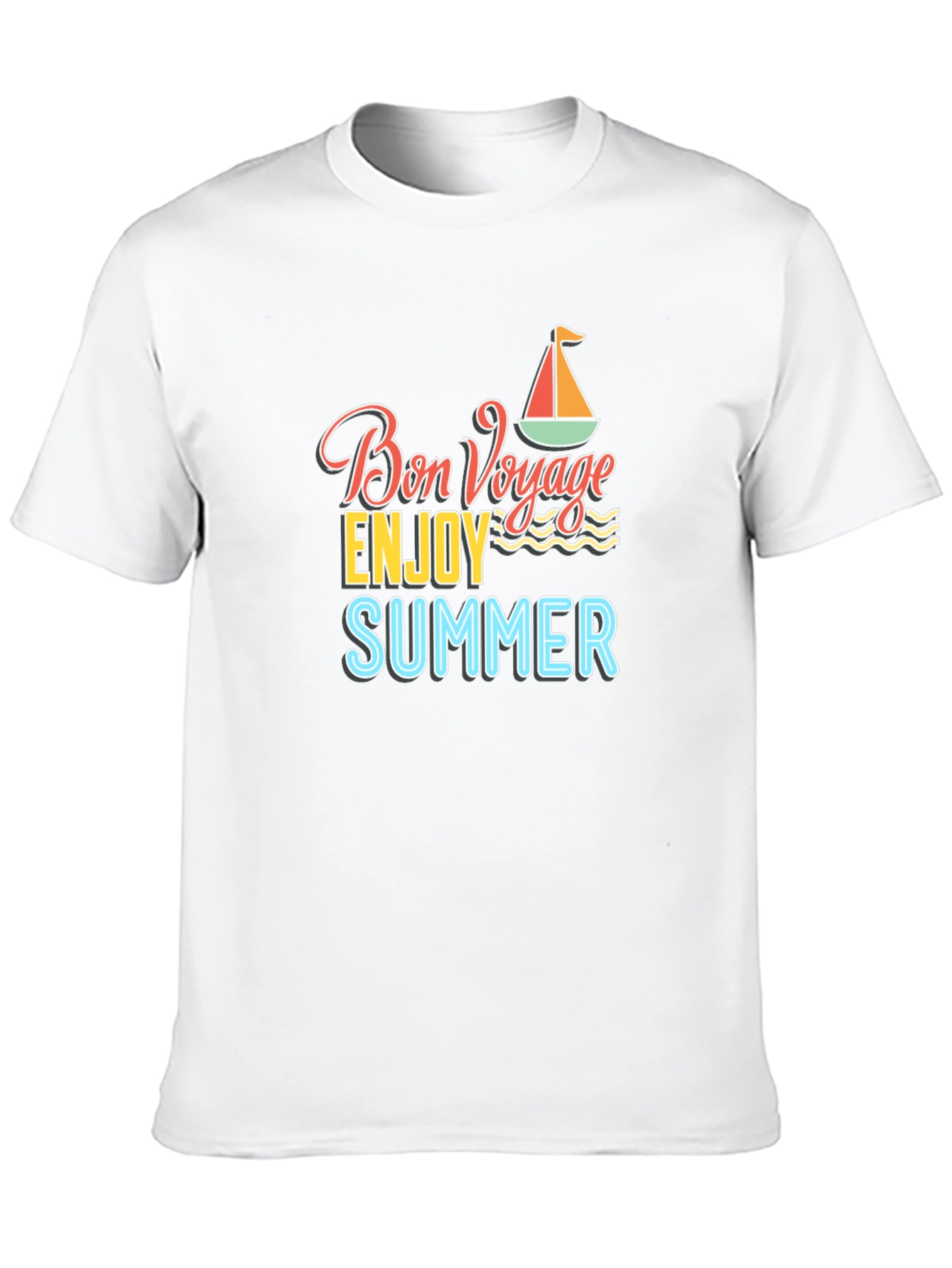 Bon Voyage Summer Graphic Tee - Black Cotton T-Shirt
